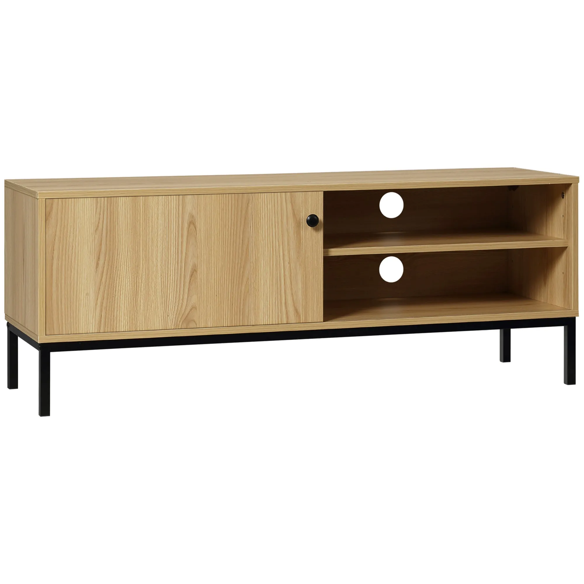 50" Screen TV Stand with Sliding Door Storage, Wood-Effect