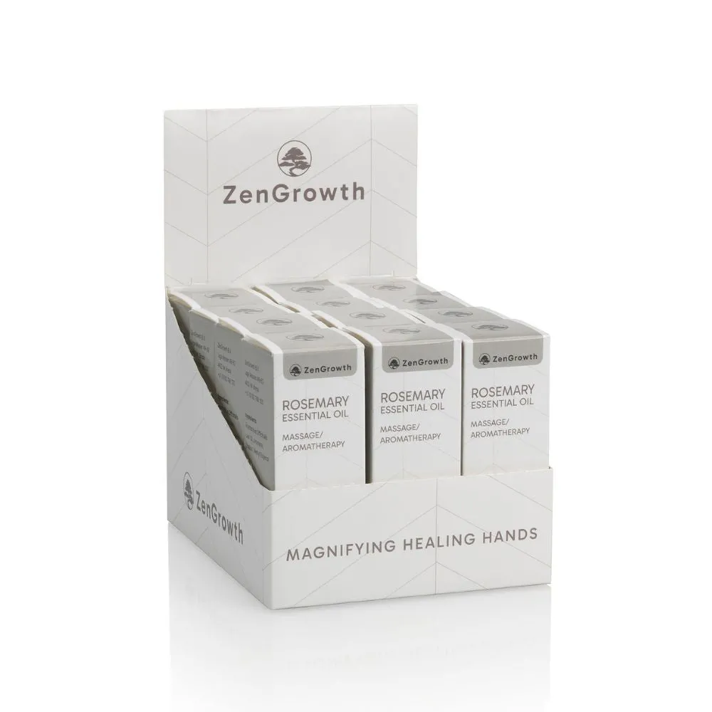 ZENGROWTH Présentoir d'huiles essentielles biologiques de romarin avec 12 flacons