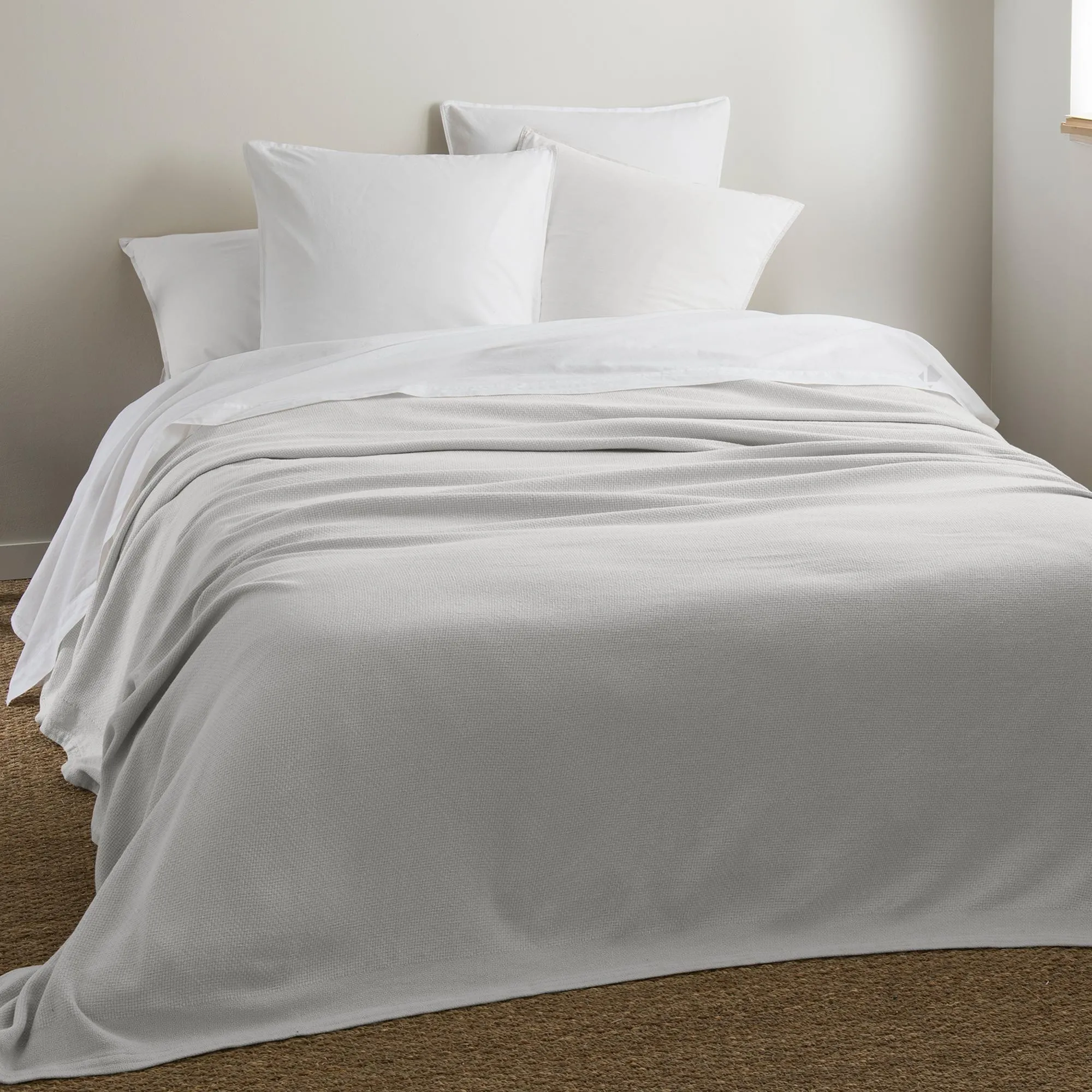 Couverture été 180x240 cm coton recyclé 365 g/m2 RIVIERA gris perle