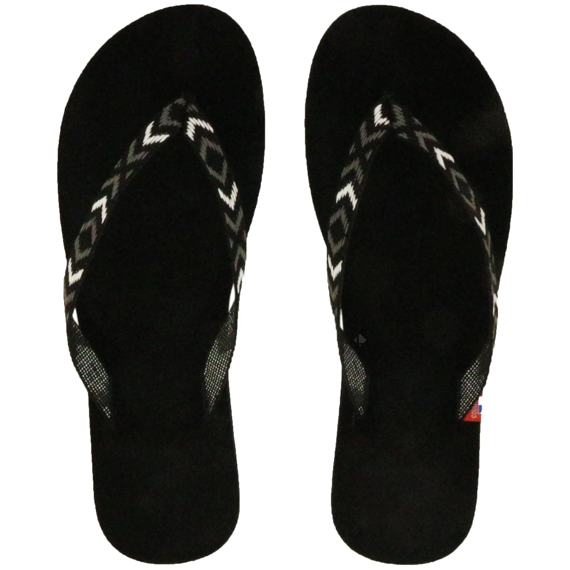 Tong en cuir motif ikat de la collection MAYA taille 46/47 Noir