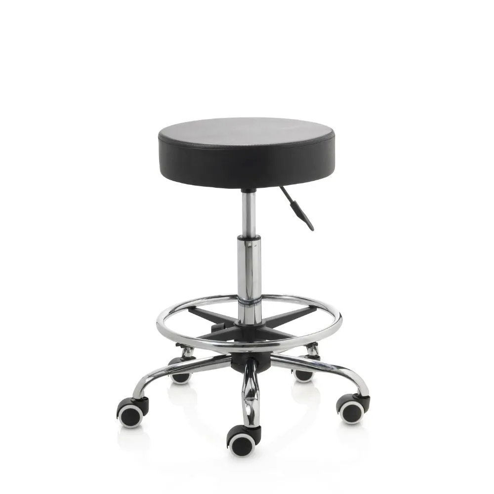 ZenGrowth Tabouret noir avec structure chromée avec anneau de pied