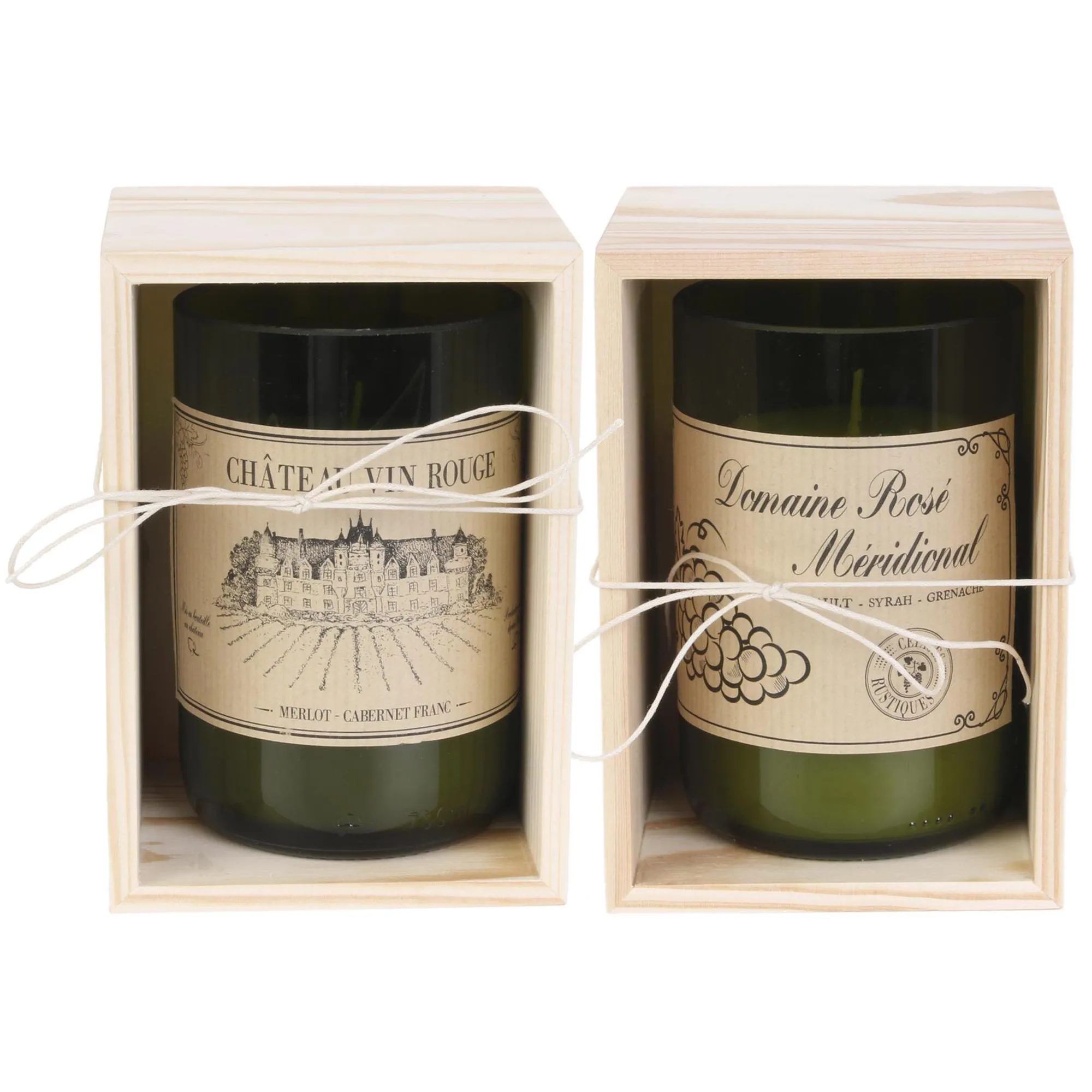 Coffret en bois avec bougie parfumée 40h AU CHATEAU à la cire de paraffine senteur bois de santal