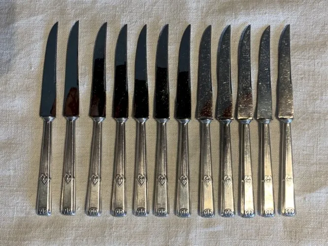 12 Couteaux à Fruit Art Déco Métal ArgentéArt Déco