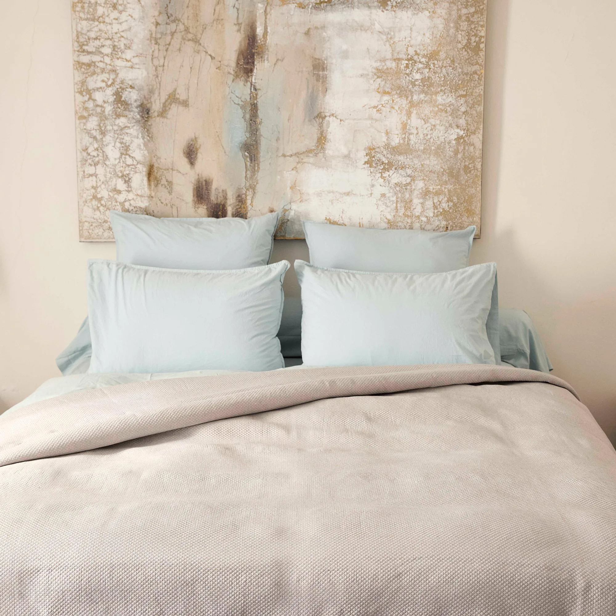 Dessus de lit Jacquard 270x250 cm PERIGORD piqué coton gris perle