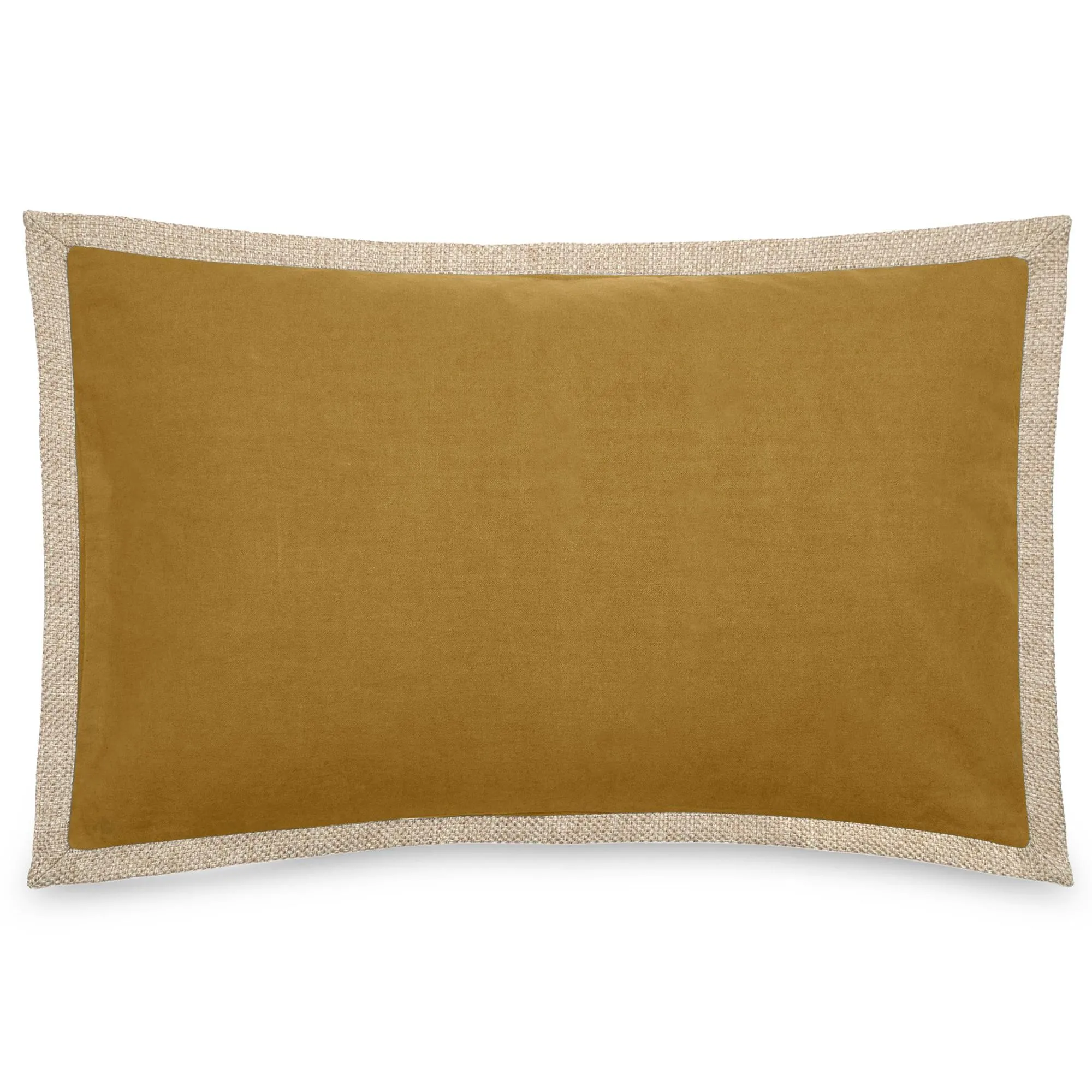 Housse de coussin coton et lin 40x60 cm LUZIA finition volant en jute jaune foin