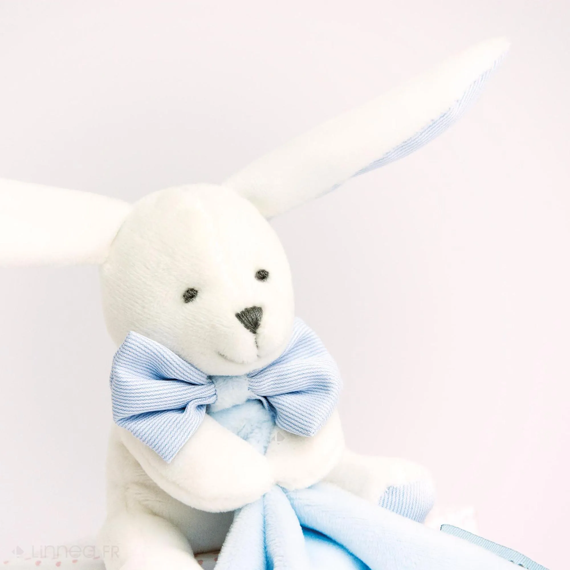 Doudou lapin 10 cm polyester collection J'AIME MON DOUDOU bleu