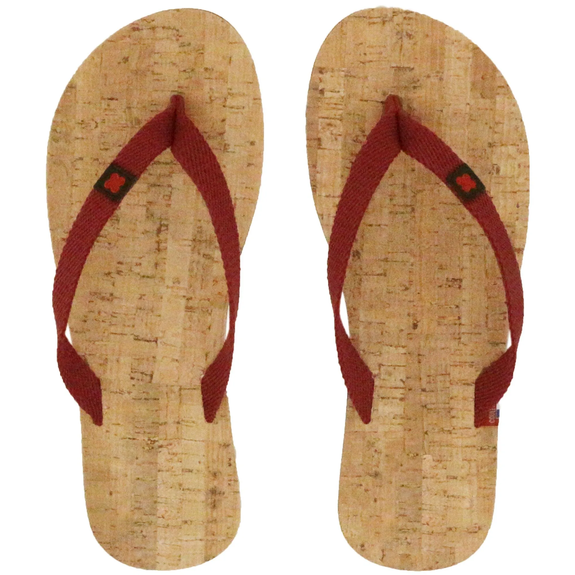 Tong en liège et bride en coton recyclé MOOREA 34/35 rouge Bordeaux