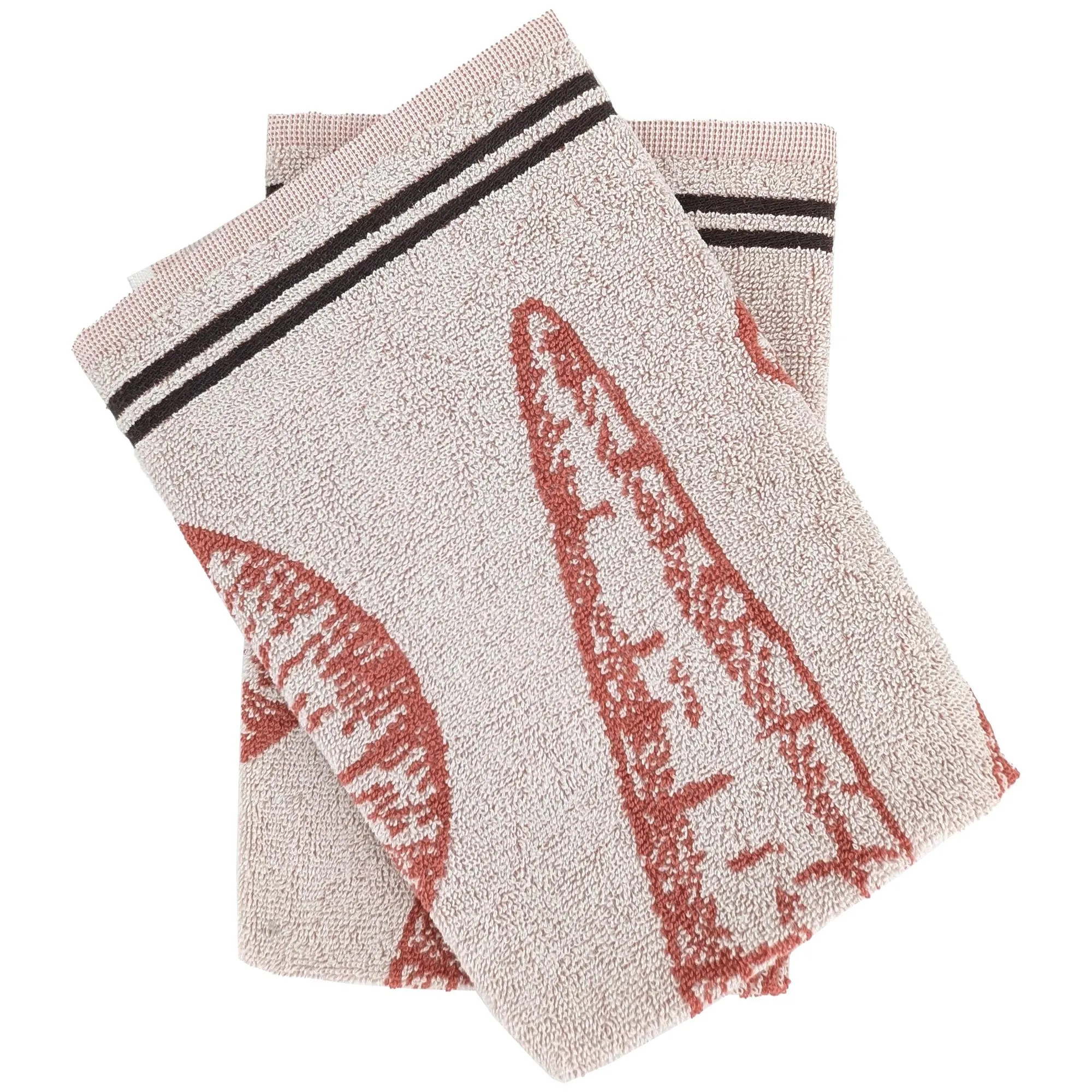 Lot de 2 torchons de cuisine éponge VEG 50x50 cm rouge Brique