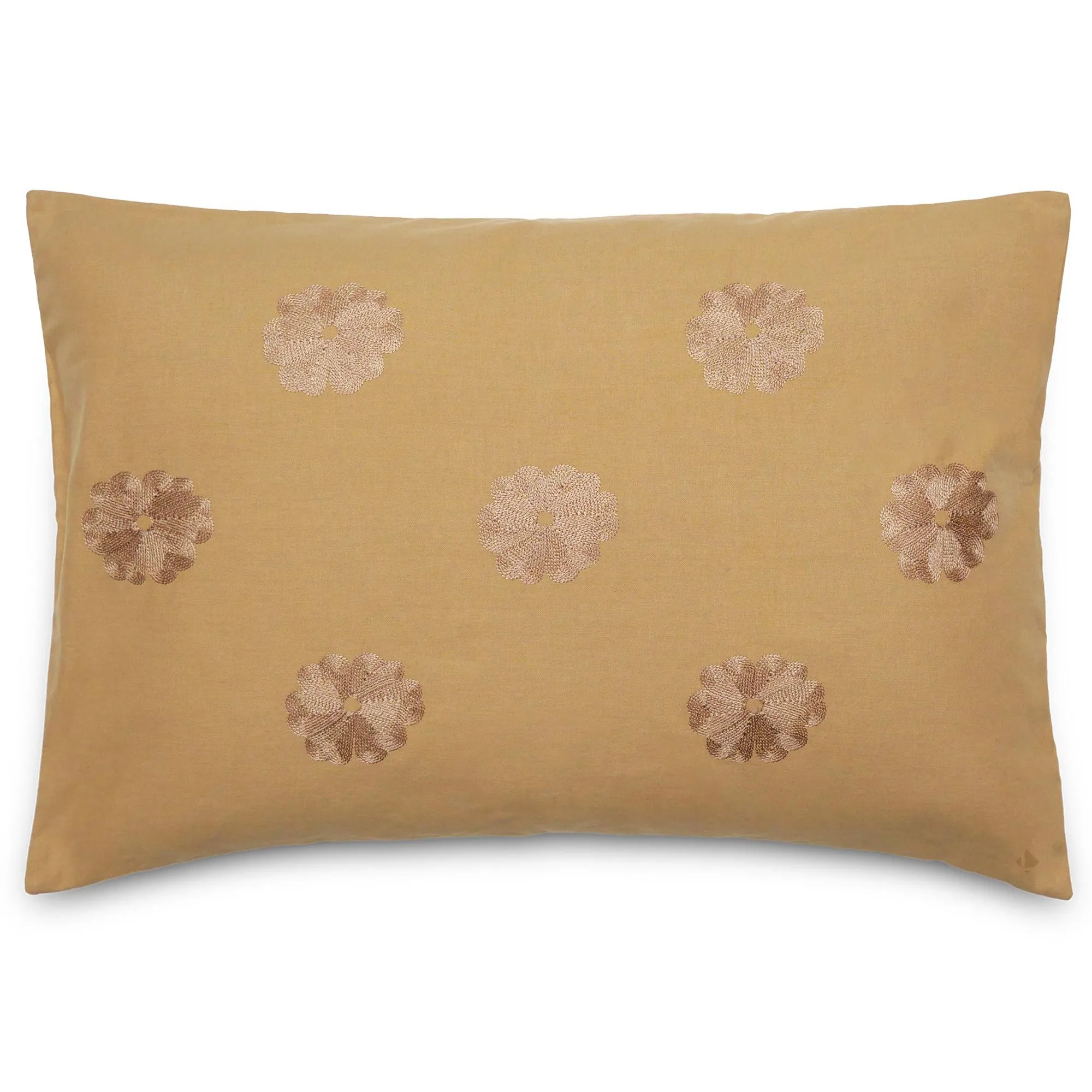 Housse de coussin 50% lin 50% coton 40x60 cm LEONIE marron houblon broderie fleurs