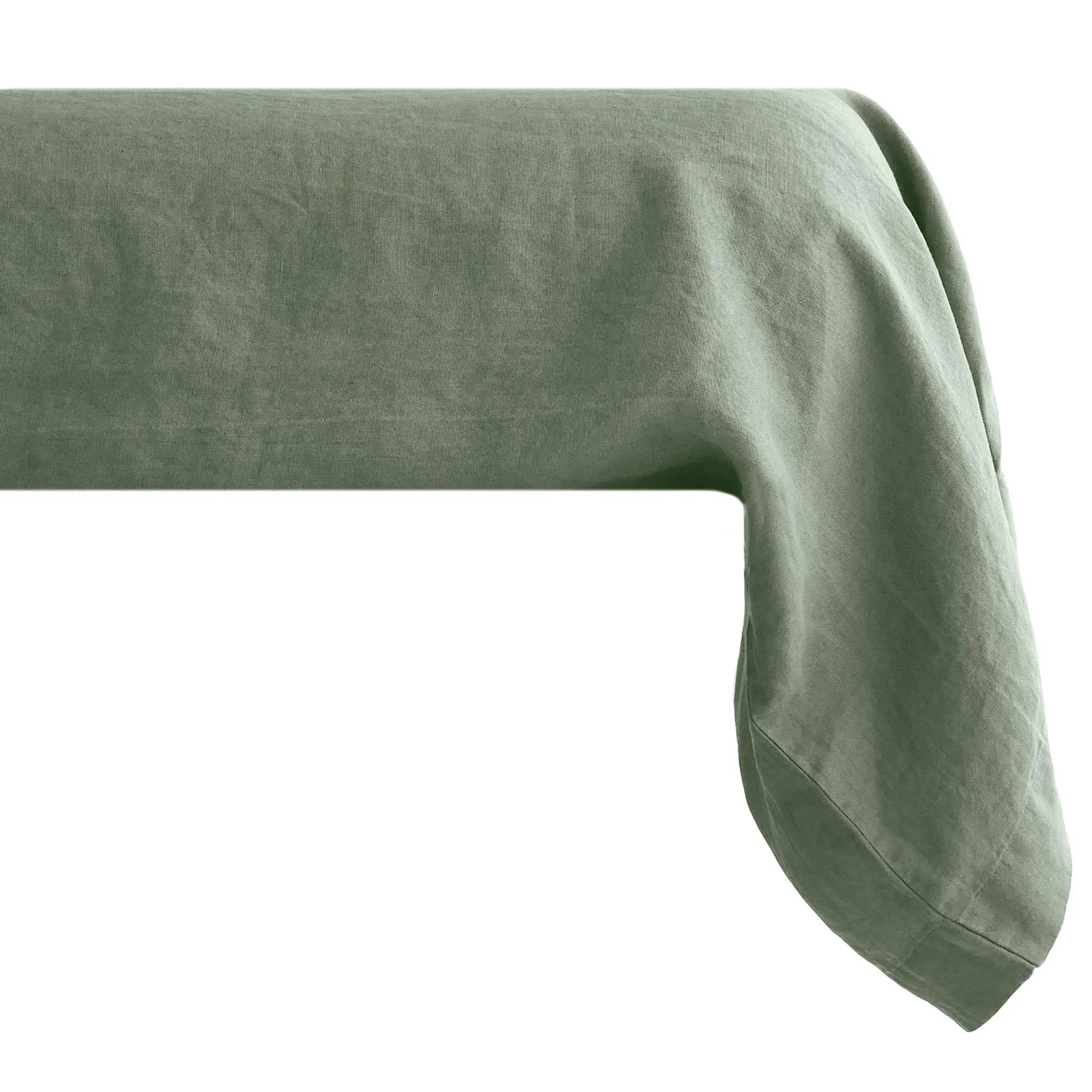 Taie de traversin 195x43 cm pur coton lavé PALACE vert mousse