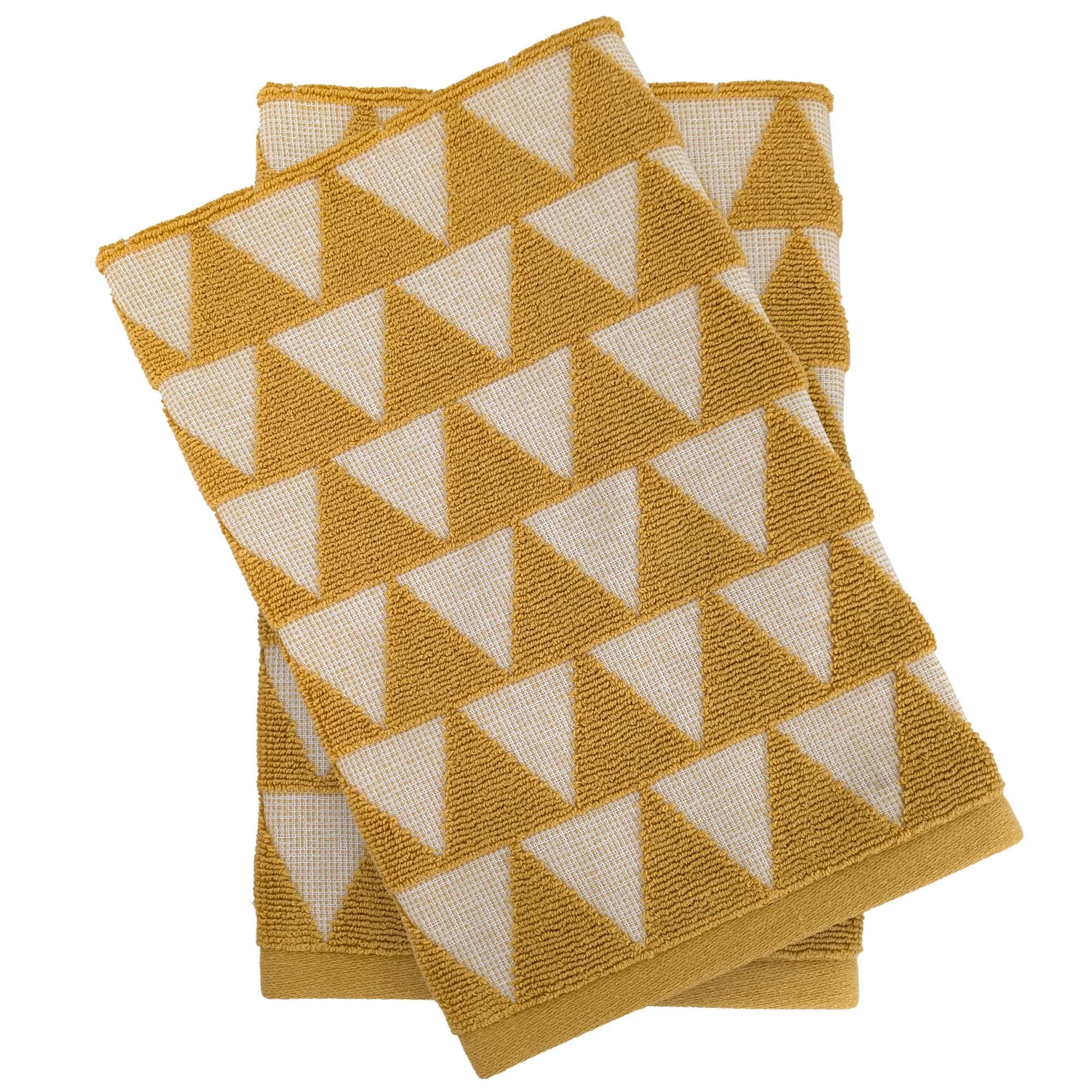 Lot de 2 torchons de cuisine 50x50 cm 100% coton SHAPES motif géométrique jaune