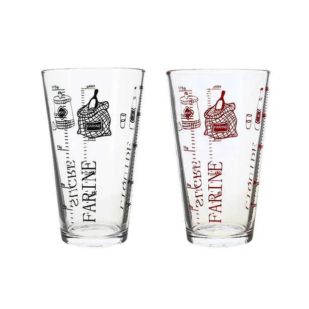 VERRE DOSEUR 450ML EN
VERRE TRANSPARENT AVEC
DÉCOR 2 COLORIS ASSORTIS