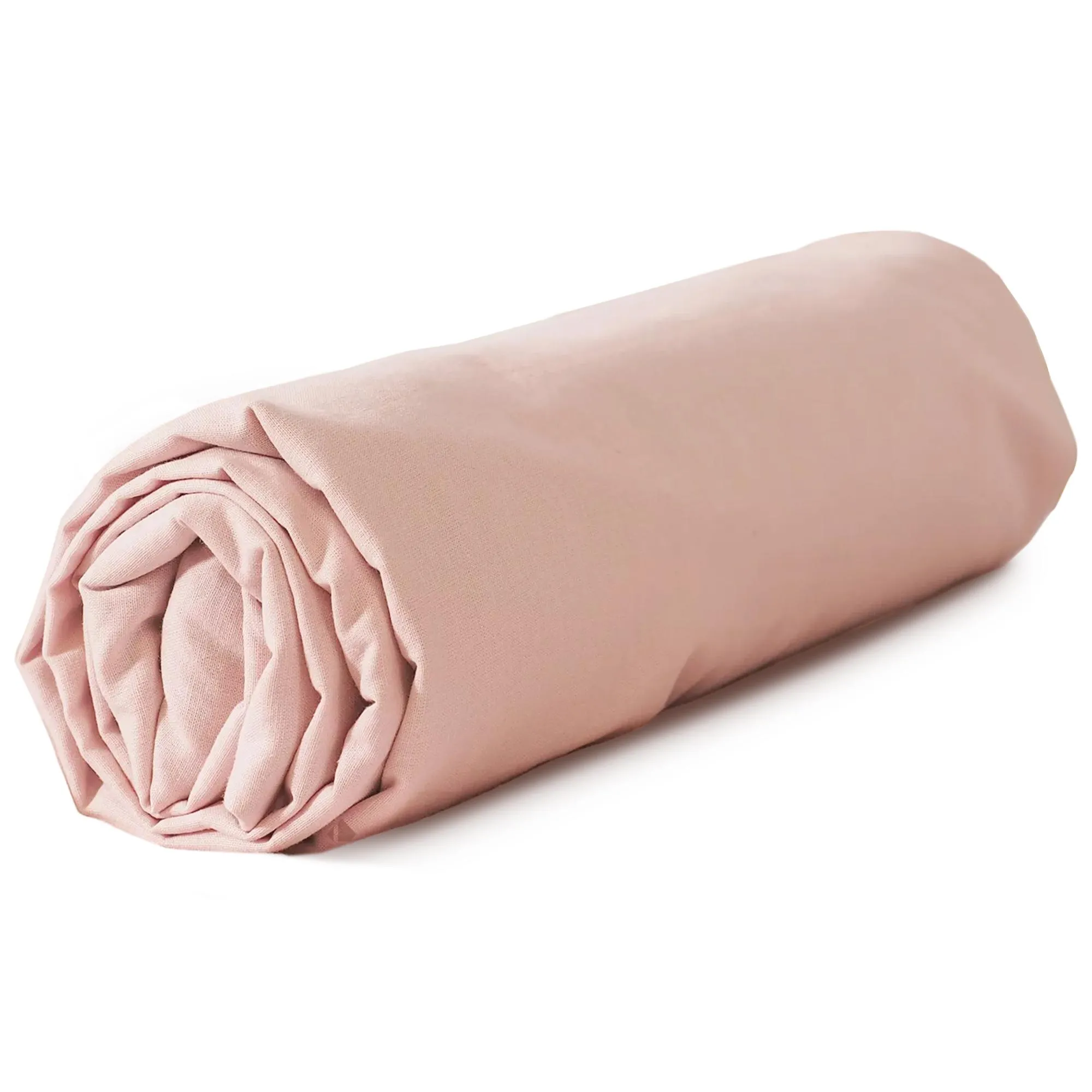 Drap housse 140x190 cm coton lavé LINO rose nude