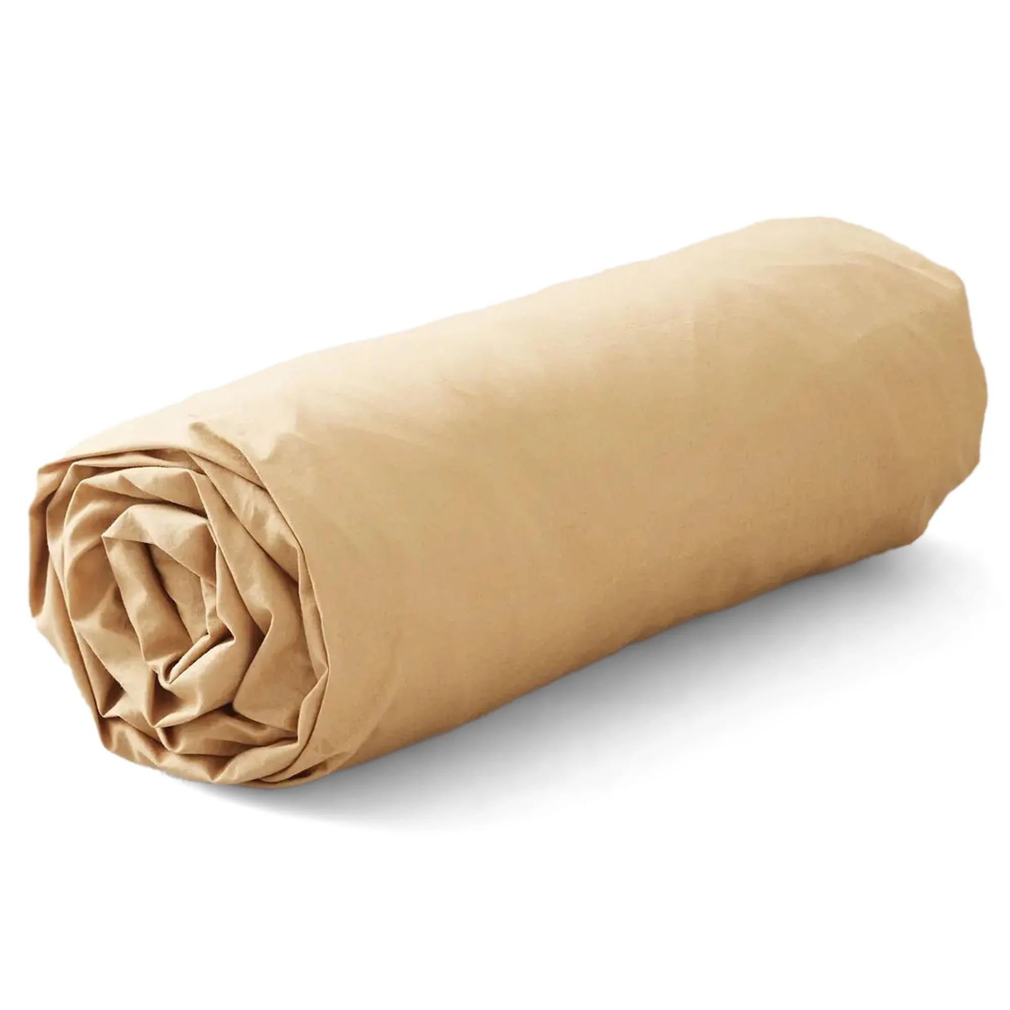 Drap housse 140x190 cm percale lavée PERKAL marron Cire bonnet 30