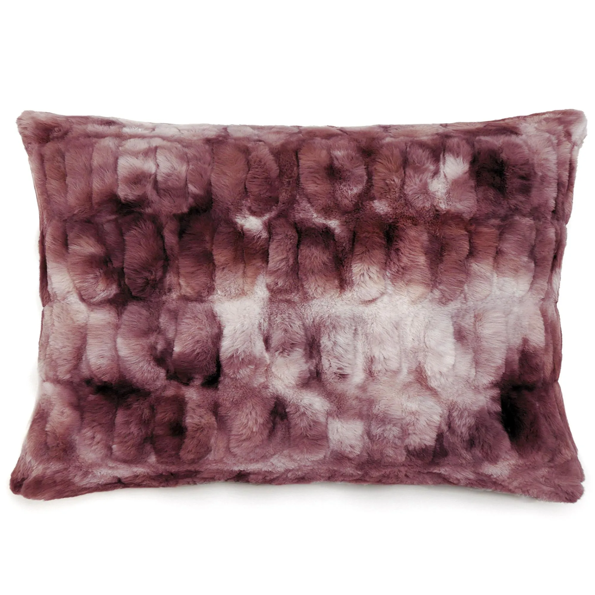 Coussin 55x75 cm ZIBELINE en fausse fourrure rose Prune