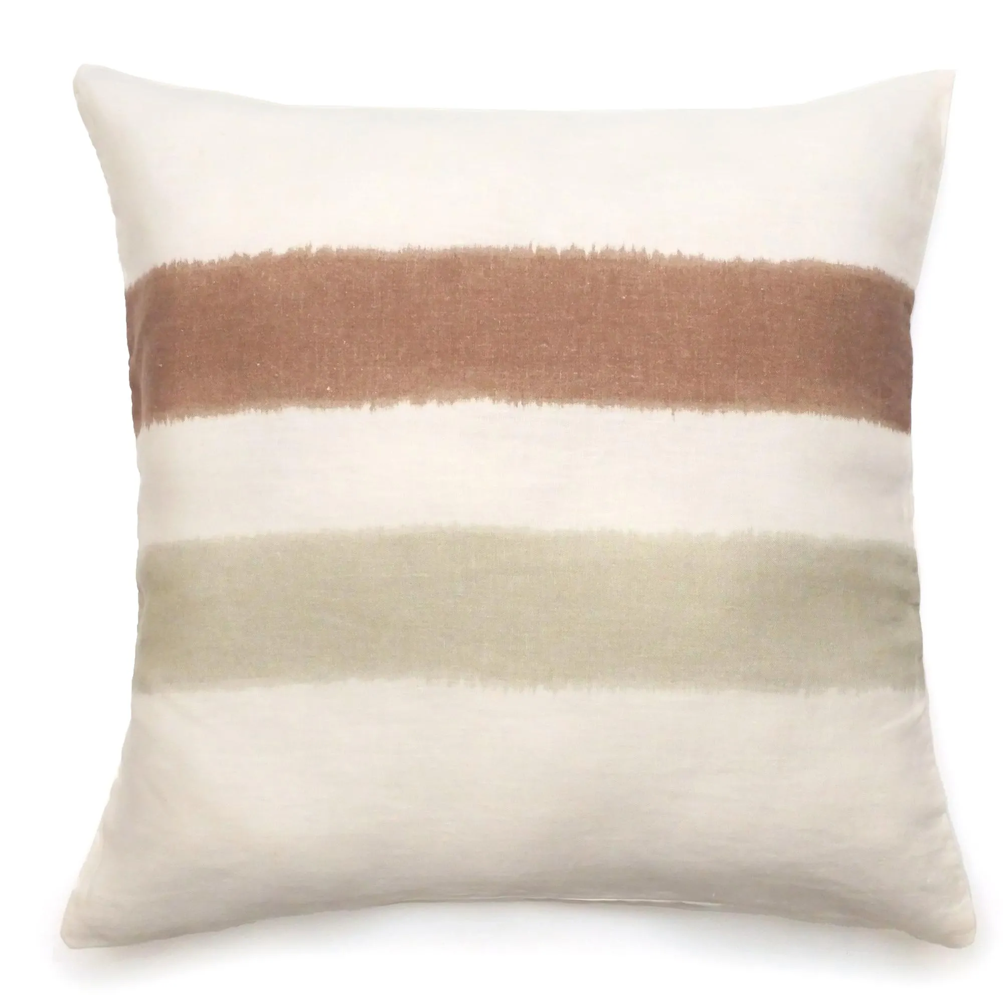 Housse de coussin 45x45 cm Aria lin lavé doublé coton Tabac-Sauge