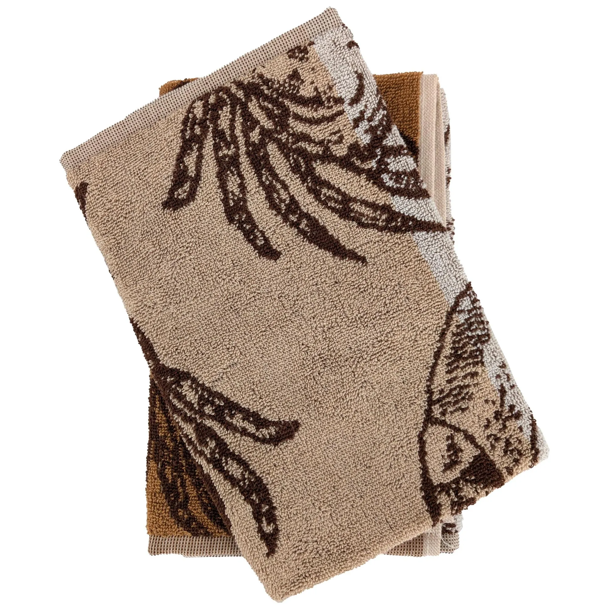Lot de 2 torchons de cuisine 50x50 cm 100% coton ATLANTIC motif aquatique crabe beige