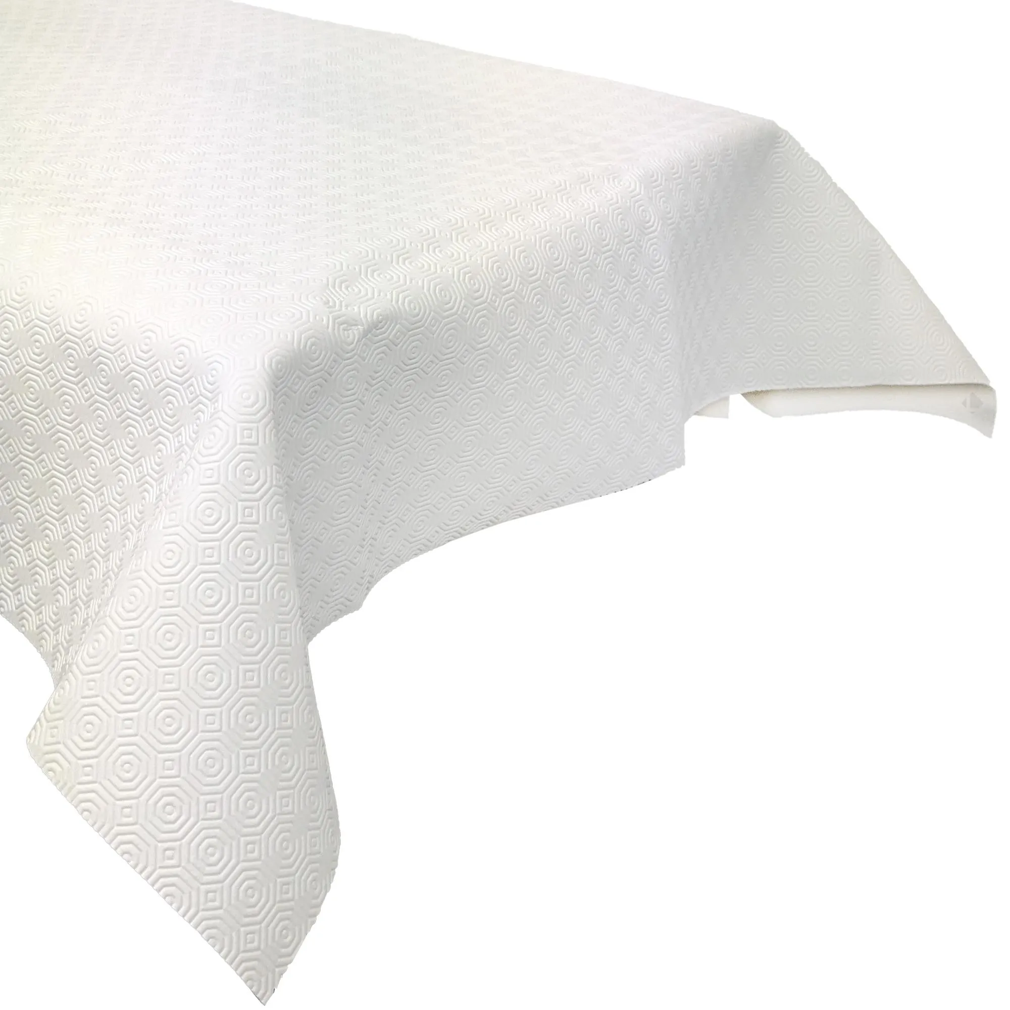 Protège table rectangulaire 140x250 cm COOK en polyester et pvc blanc