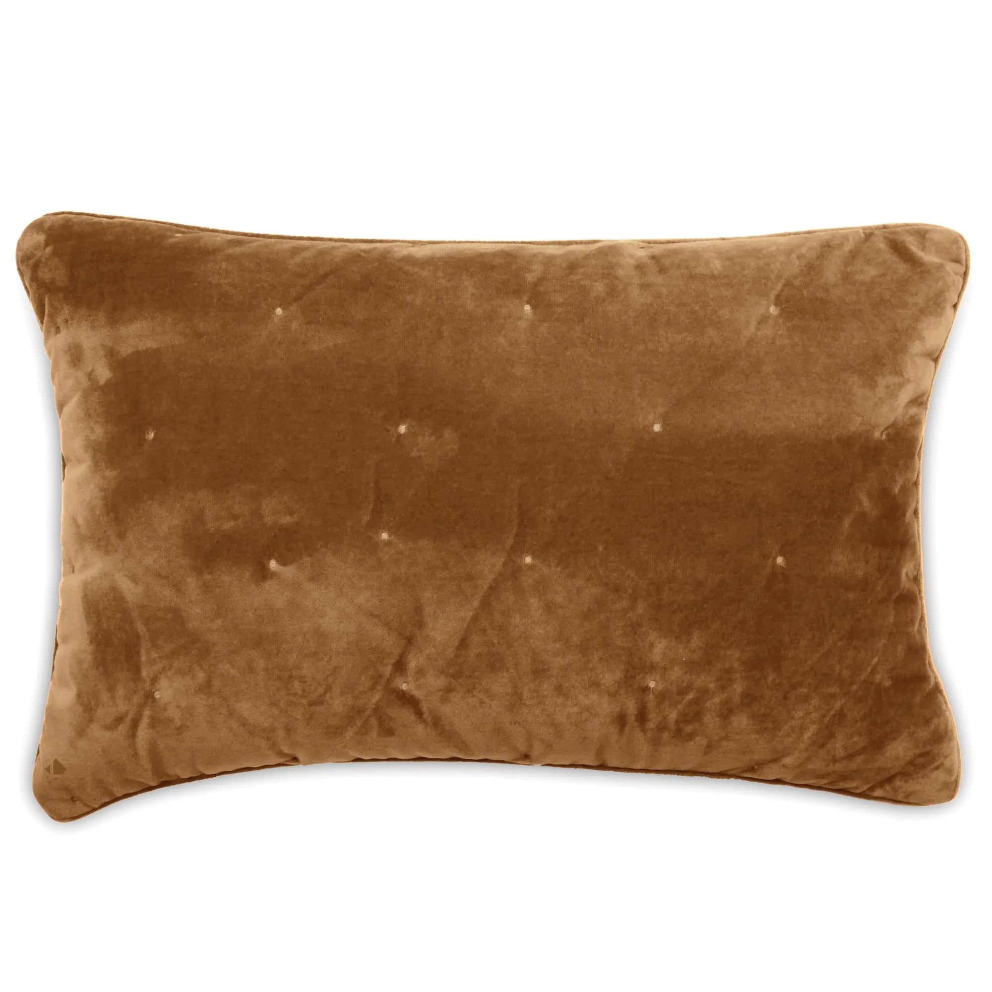 Housse de coussin 40x60 GIPSY velours piquage points brodés marron Camel