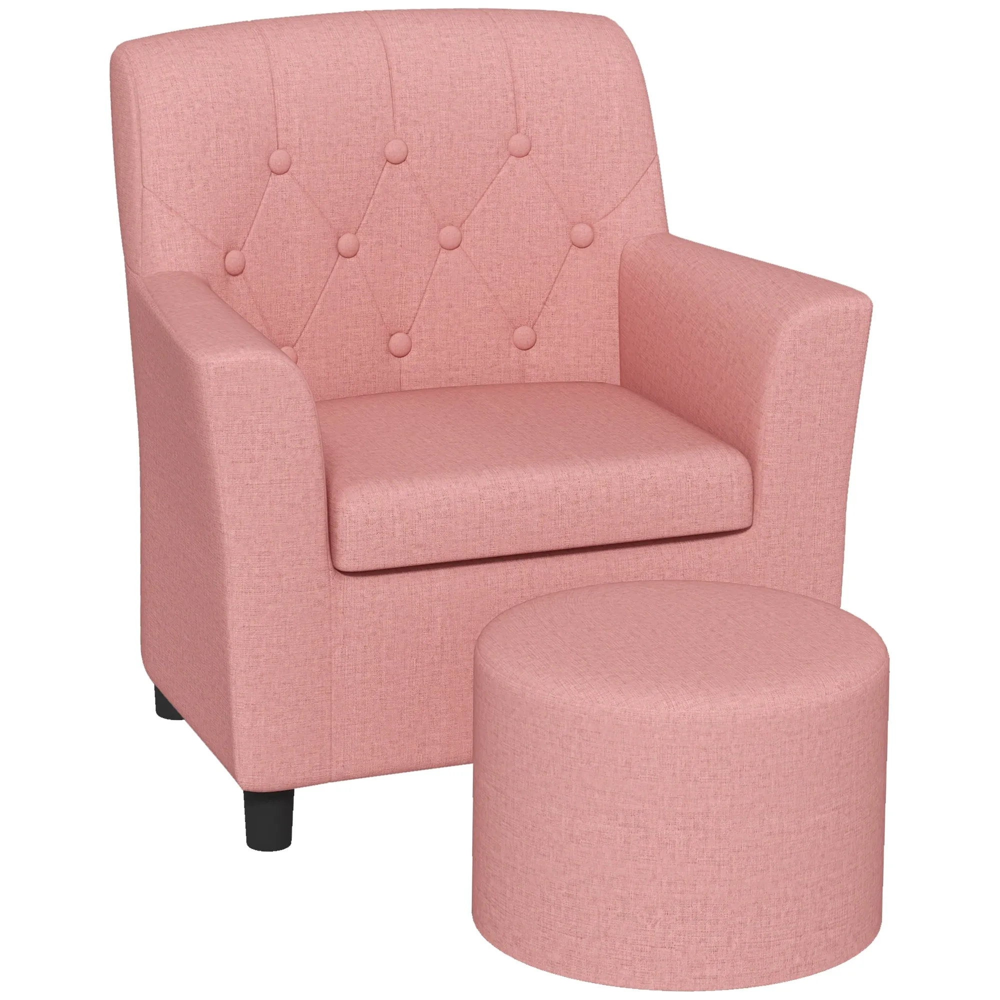 2PCs Kids Sofa Set with Footrest, for Playroom, Bedroom, Pink