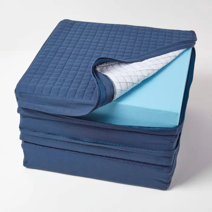 Housse de coussin en coton pour coussin pour canapé 3 places, Bleu marine