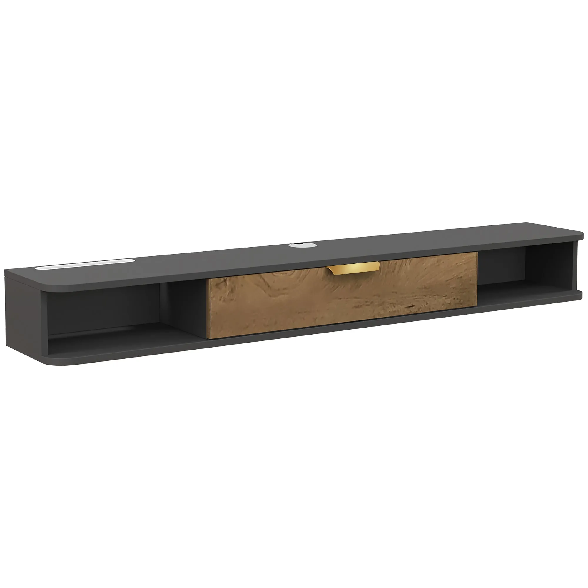 140 cm Floating TV Stand with Storage, Charcoal Grey