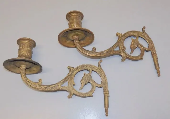 -2 ANCIENS BRAS APPLIQUES de PIANO en BRONZE A DETOURNER déco Jus de GRENIER D