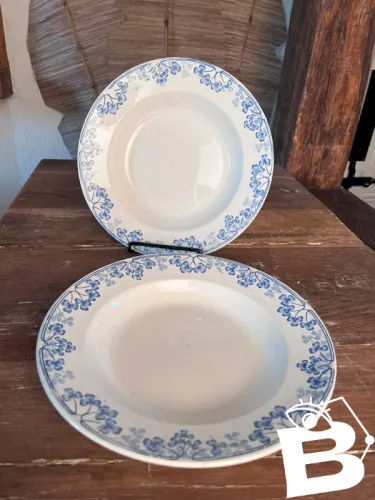2 assiettes creuses Sarreguemines modèle Vichy