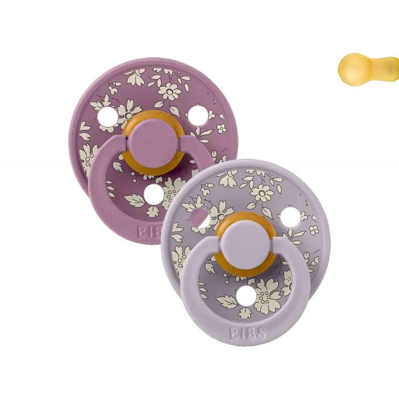 2 bibs pacifiers color round liberty capel fossil grey mix