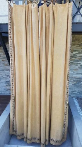 2 rideaux doublés crème clair des années 70 - vintage- pour grande fenêtres- H : 259 cm L : 174 cm