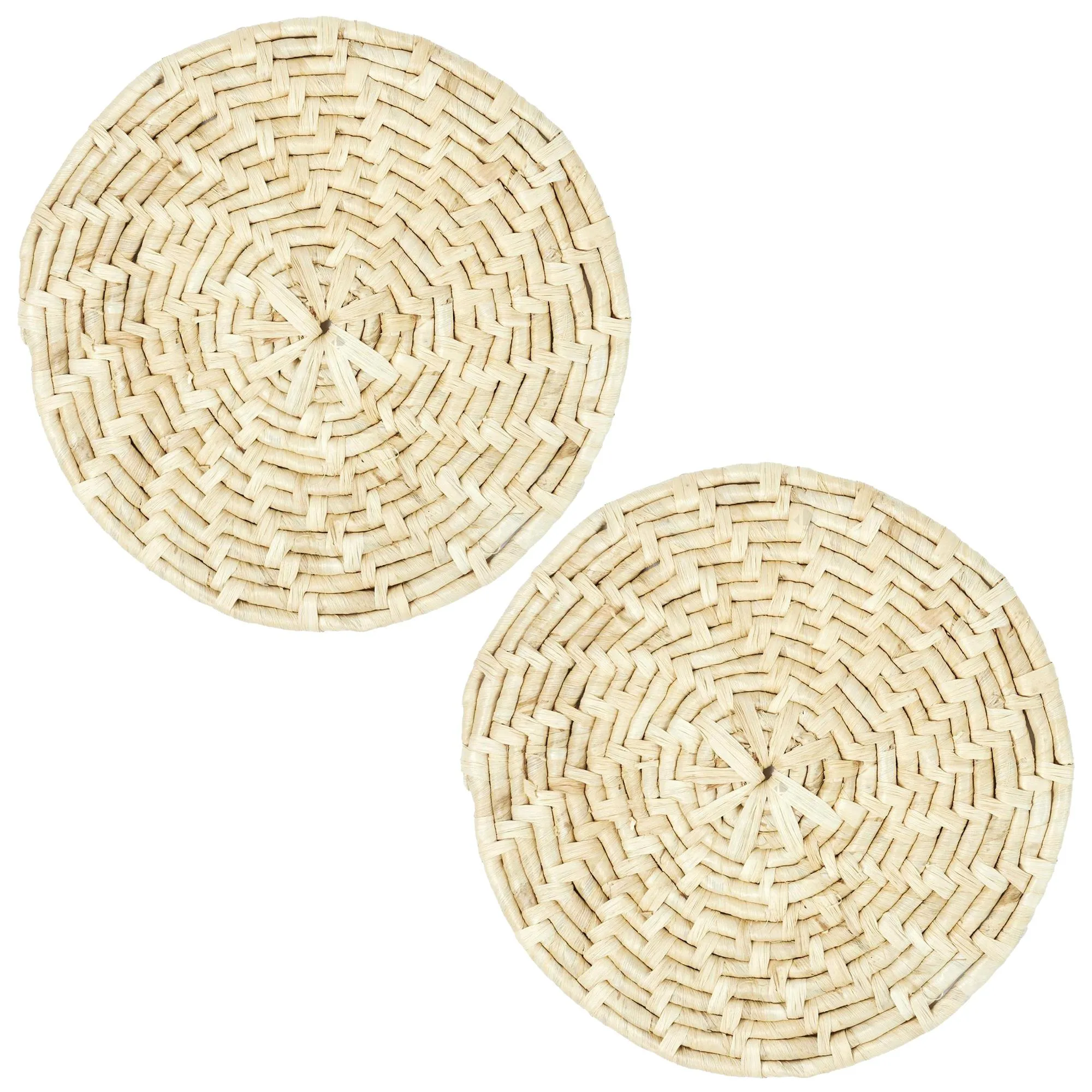 Lot de 2 sets de table rond tresse maïs 34 cm collection KO LIPE beige naturel