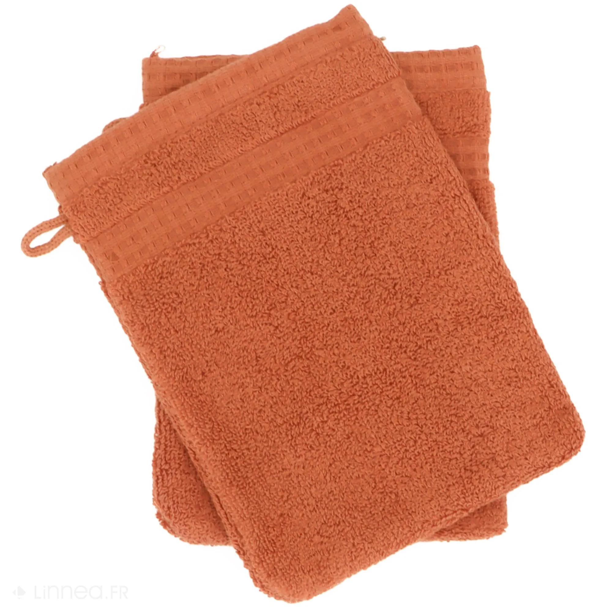 Lot de 2 gants de toilette 16x21 cm NATURAL ocre