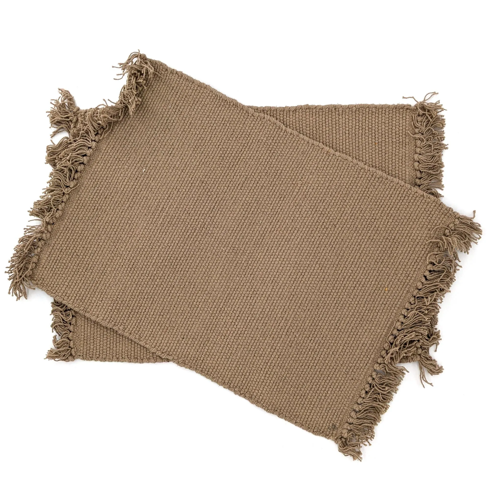 Lot de 2 sets de table à franges 33x46 cm PAPEETE beige Camel