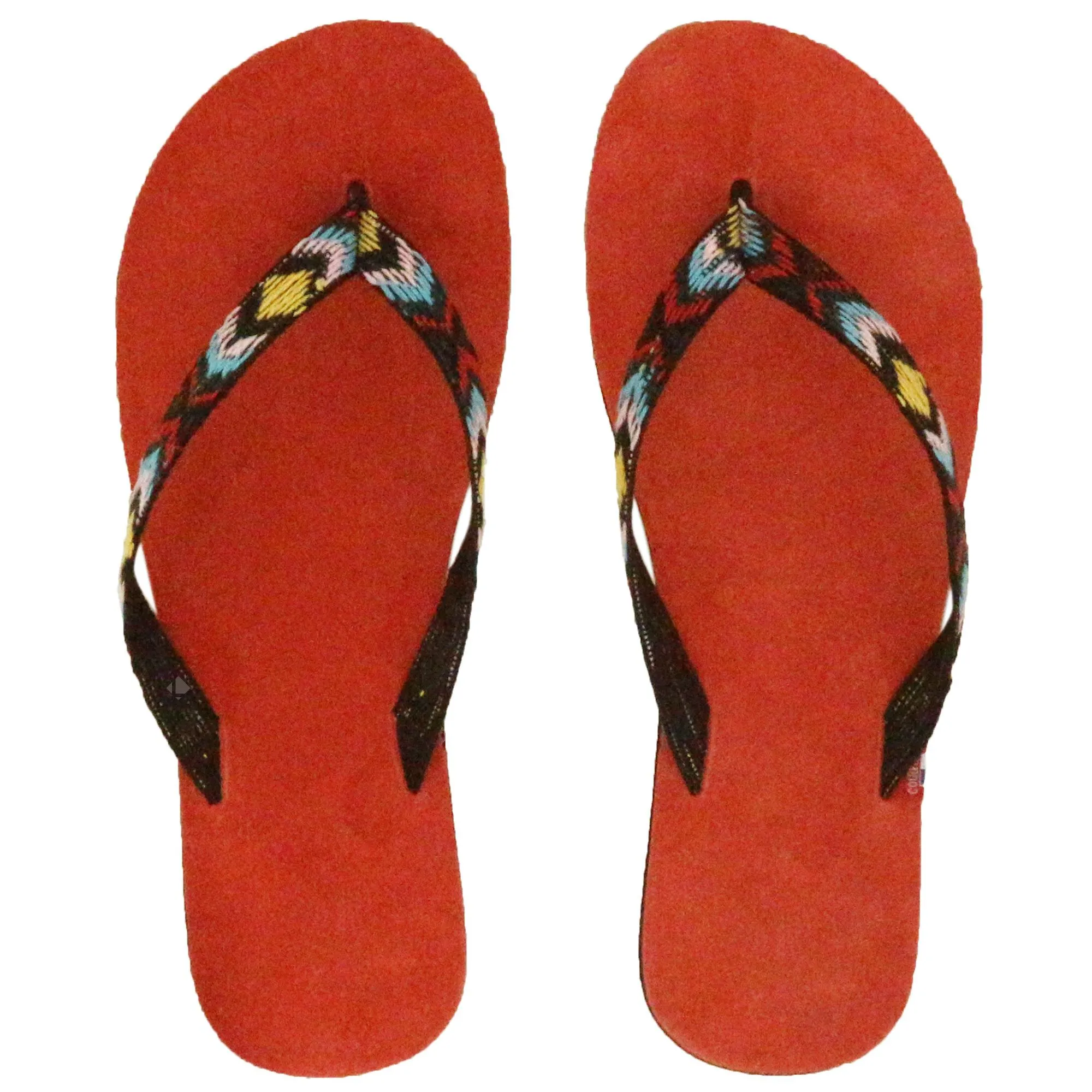 Tong en cuir motif ikat MAYA taille 44/45 rouge Corail