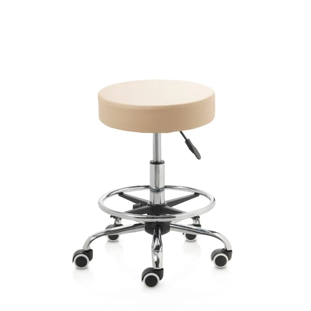 ZenGrowth Tabouret beige avec structure chromée avec anneau de pied