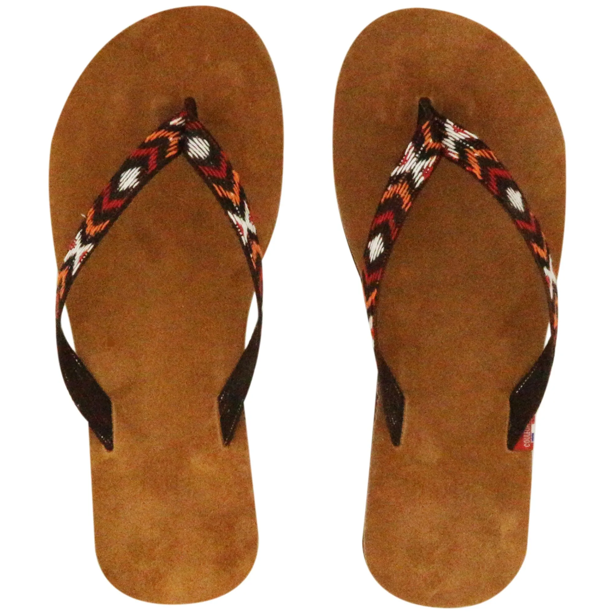 Tong en cuir motif ikat de la collection MAYA taille 34/35 beige Sable