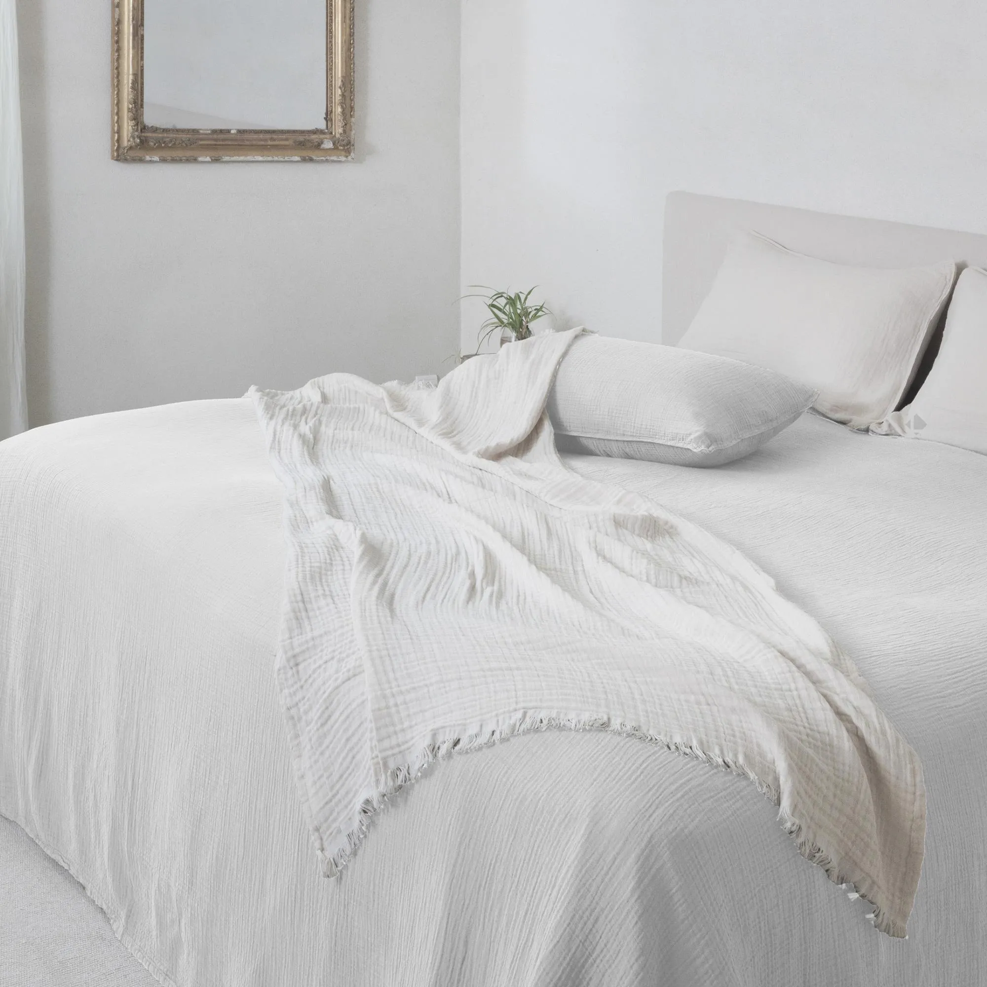 Couvre-lit 260x240 cm 100% coton collection PAROS blanc neige