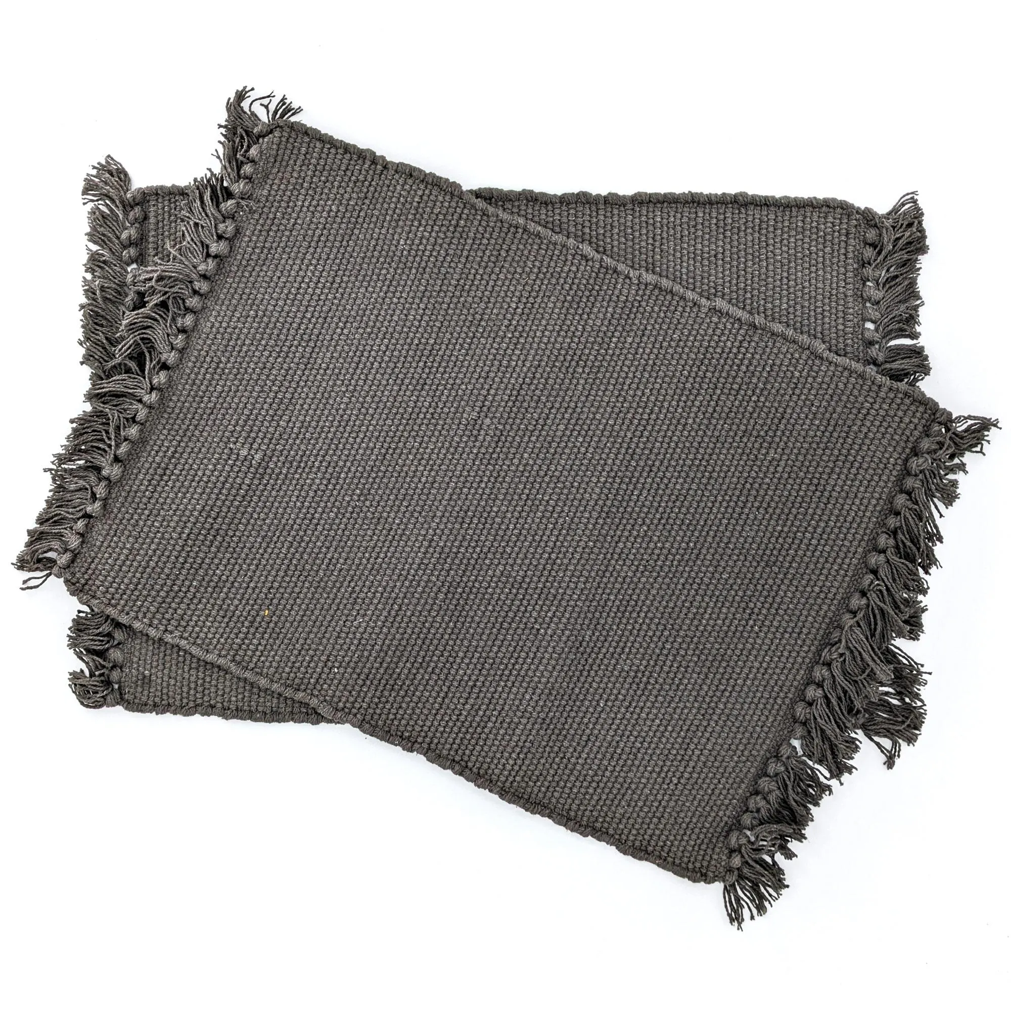 Lot de 2 sets de table en coton à franges 33x46 cm PAPEETE noir Café