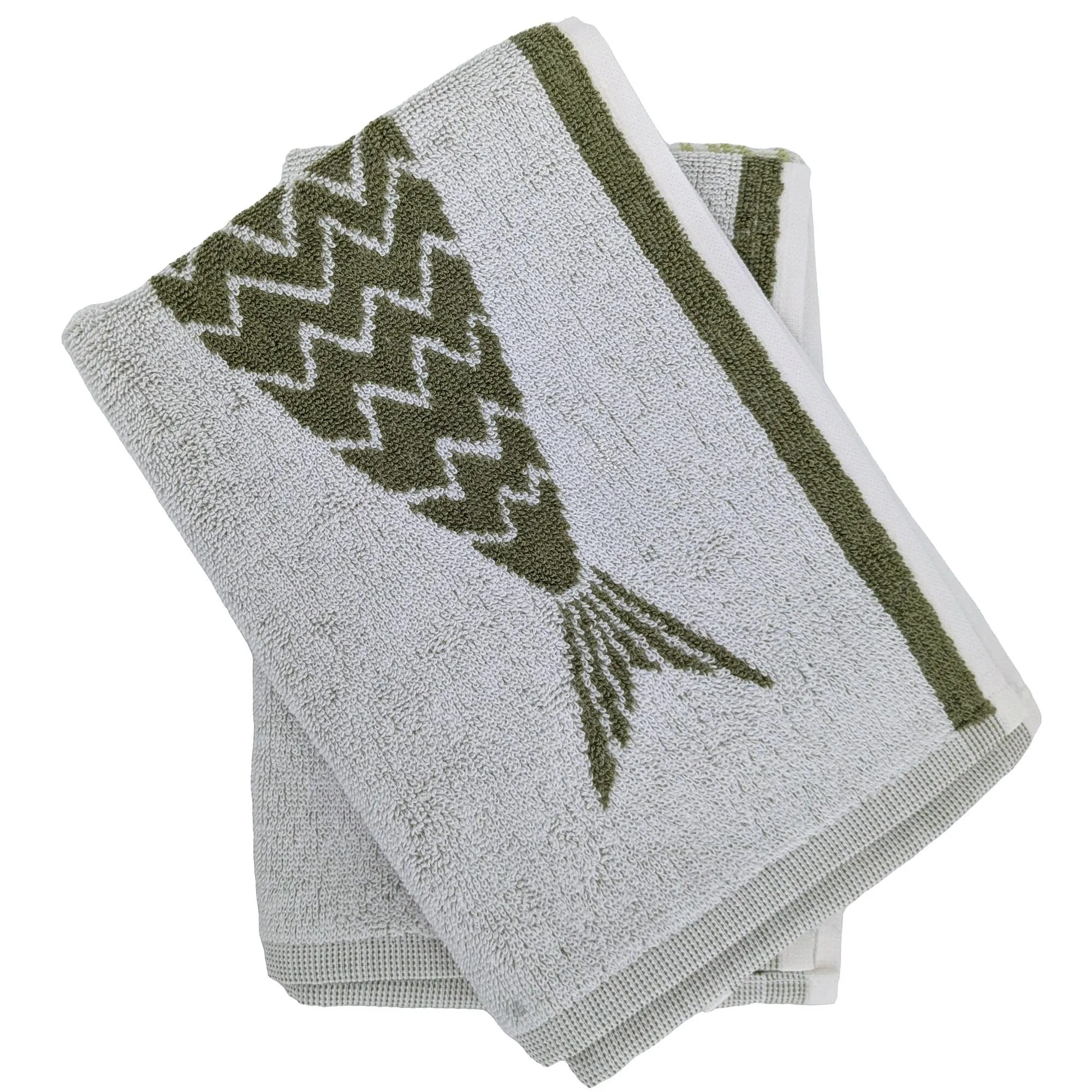 Lot de 2 torchons de cuisine éponge 50x50 cm collection MARIS vert