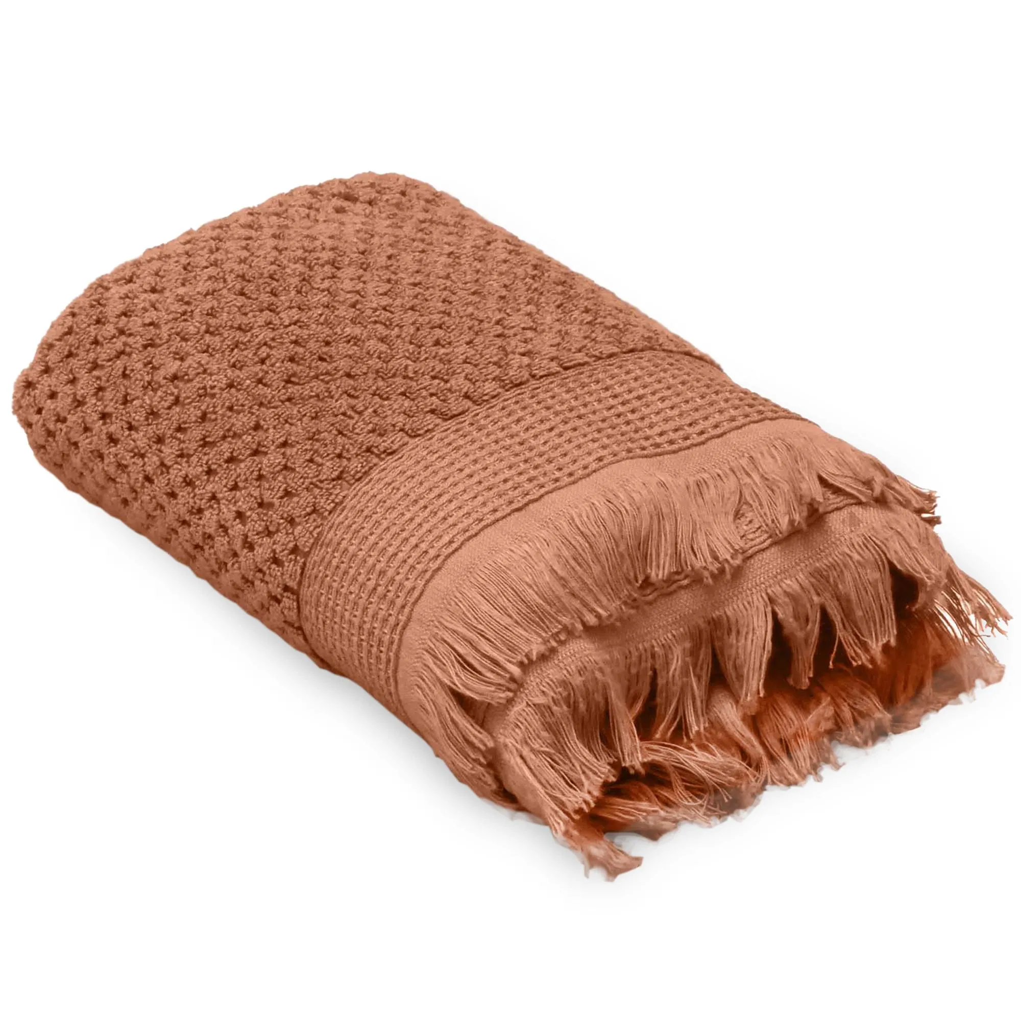 Serviette invité 30x50 cm TETHYS micro-coton orange Terre