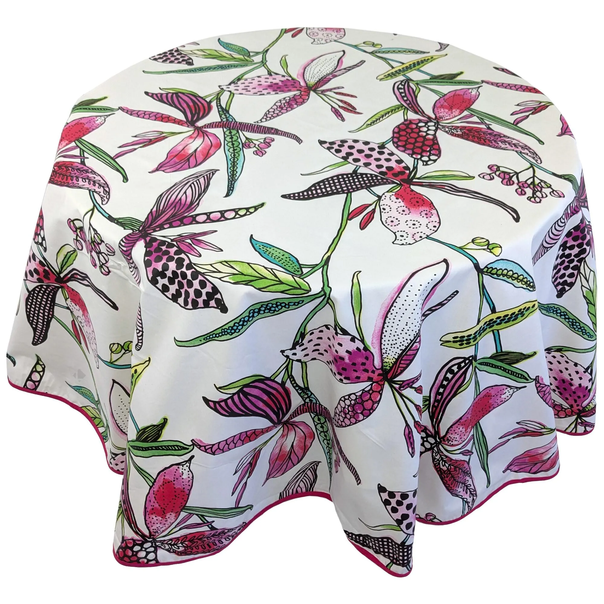 Nappe ronde 170 cm PARADIS Rose 100% coton + enduction acrylique