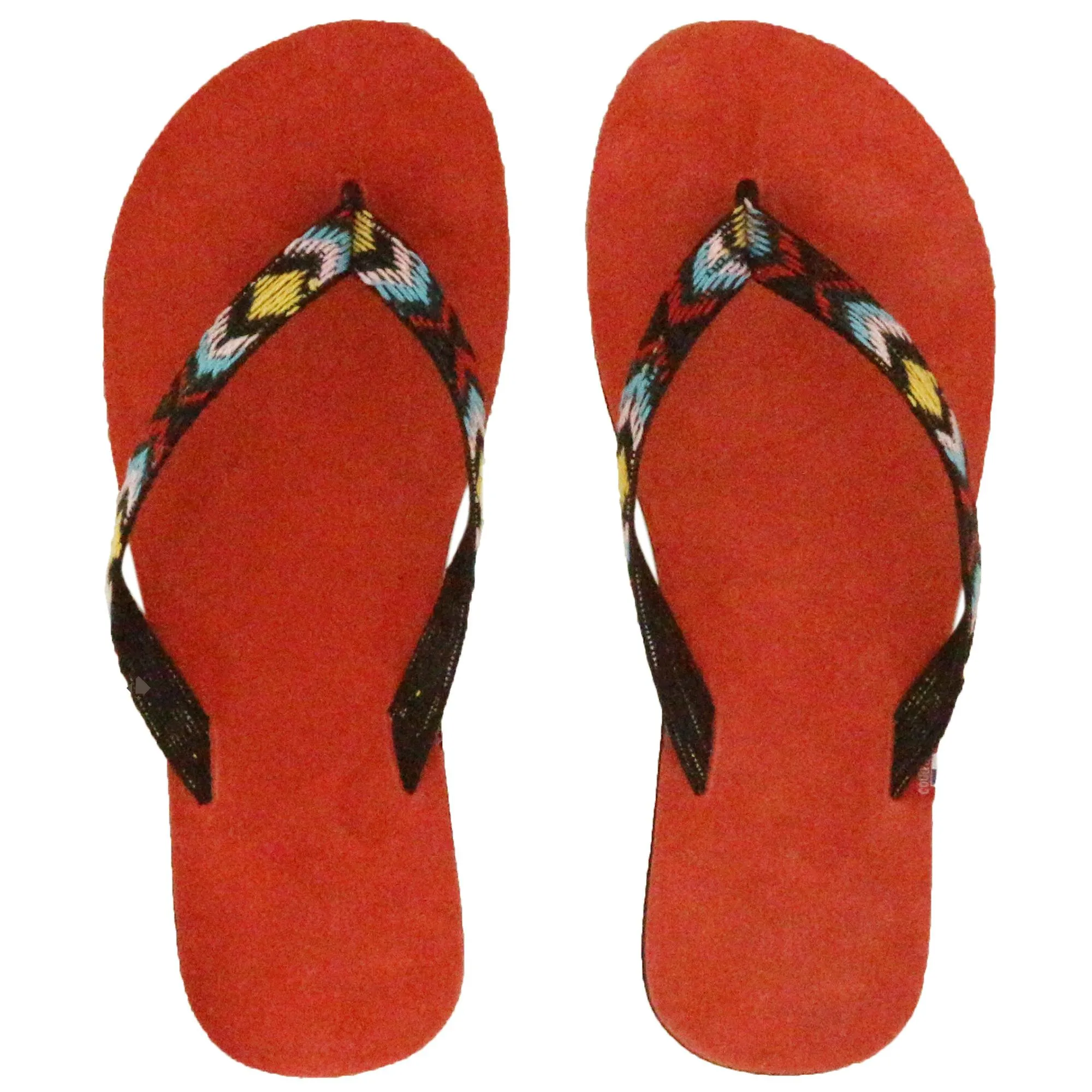 Tong en cuir motif ikat MAYA taille 38/39 rouge Corail