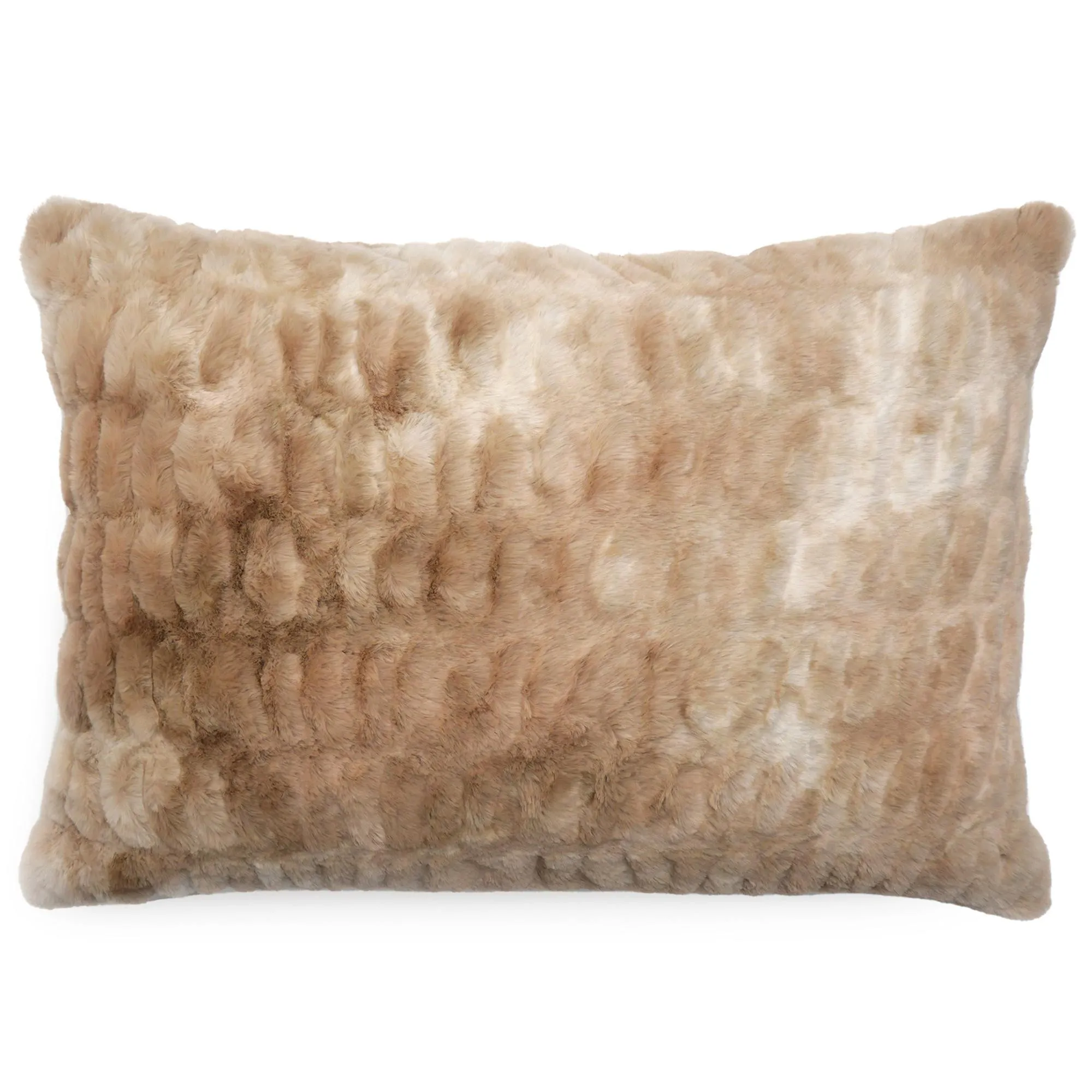 Coussin 55x75 cm ZIBELINE en fausse fourrure beige Vison