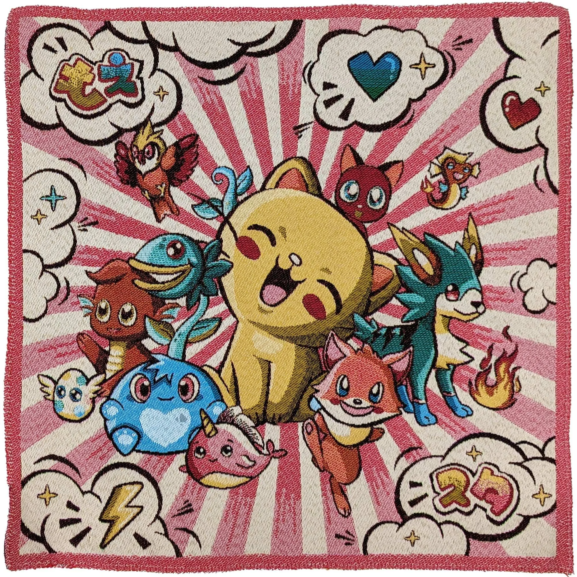 Carré de tissu jacquard 47x47 cm polyester motif manga CATIMINI rose