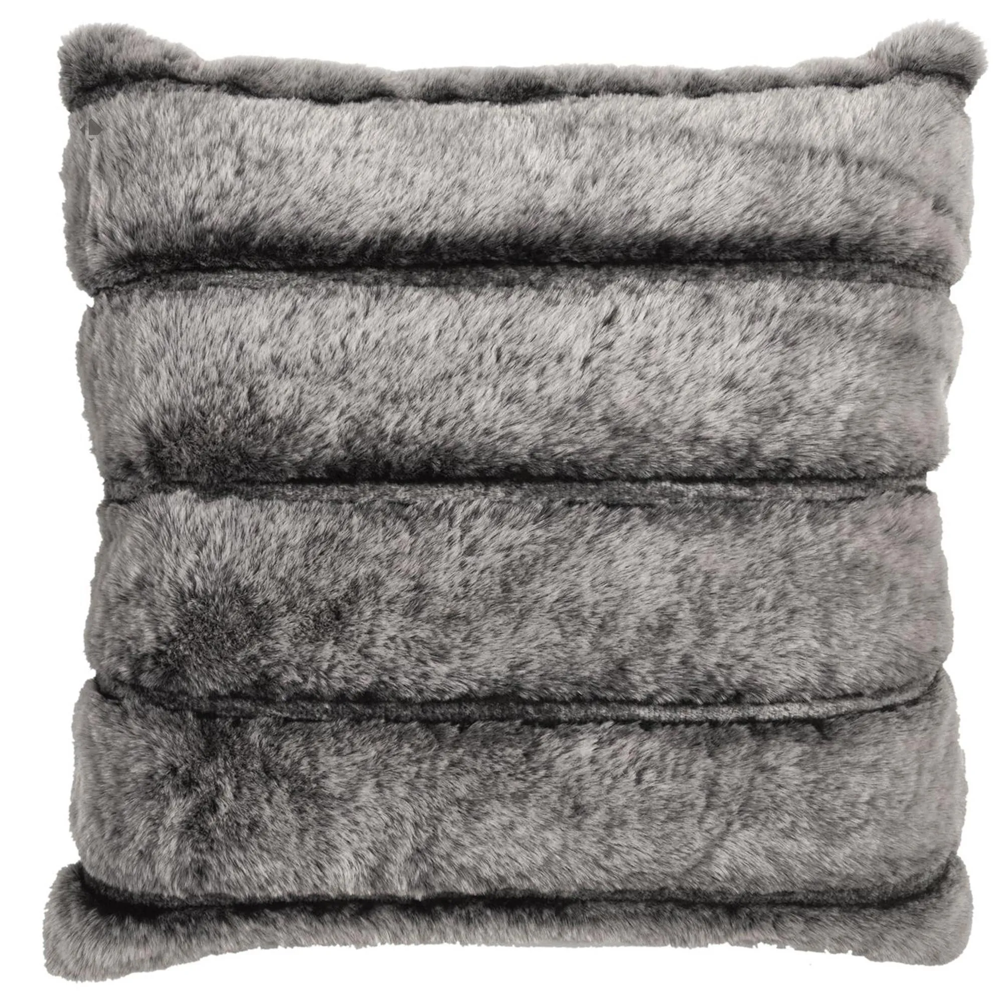 Coussin 40x40 cm fausse fourrure à rayures collection SIMON gris