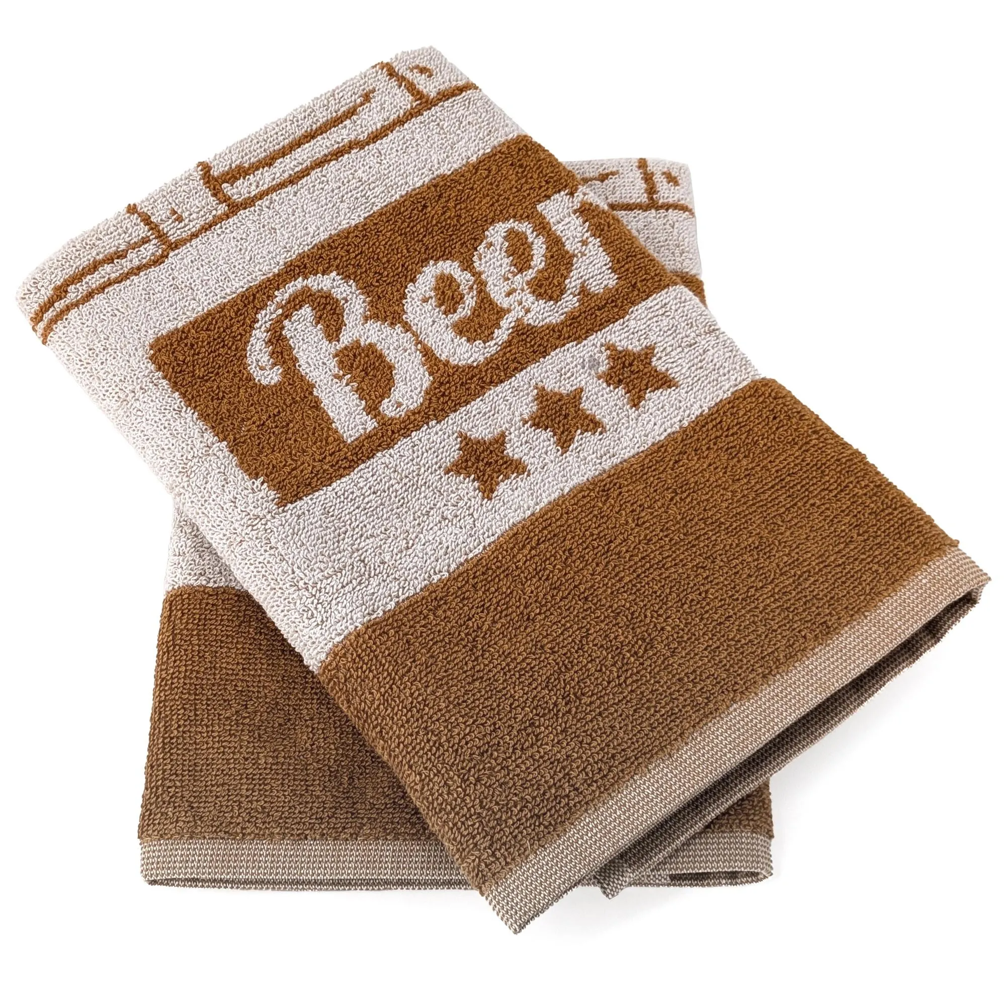 Lot de 2 torchons de cuisine pur coton 50x50 cm BEER motifs de bières jaune