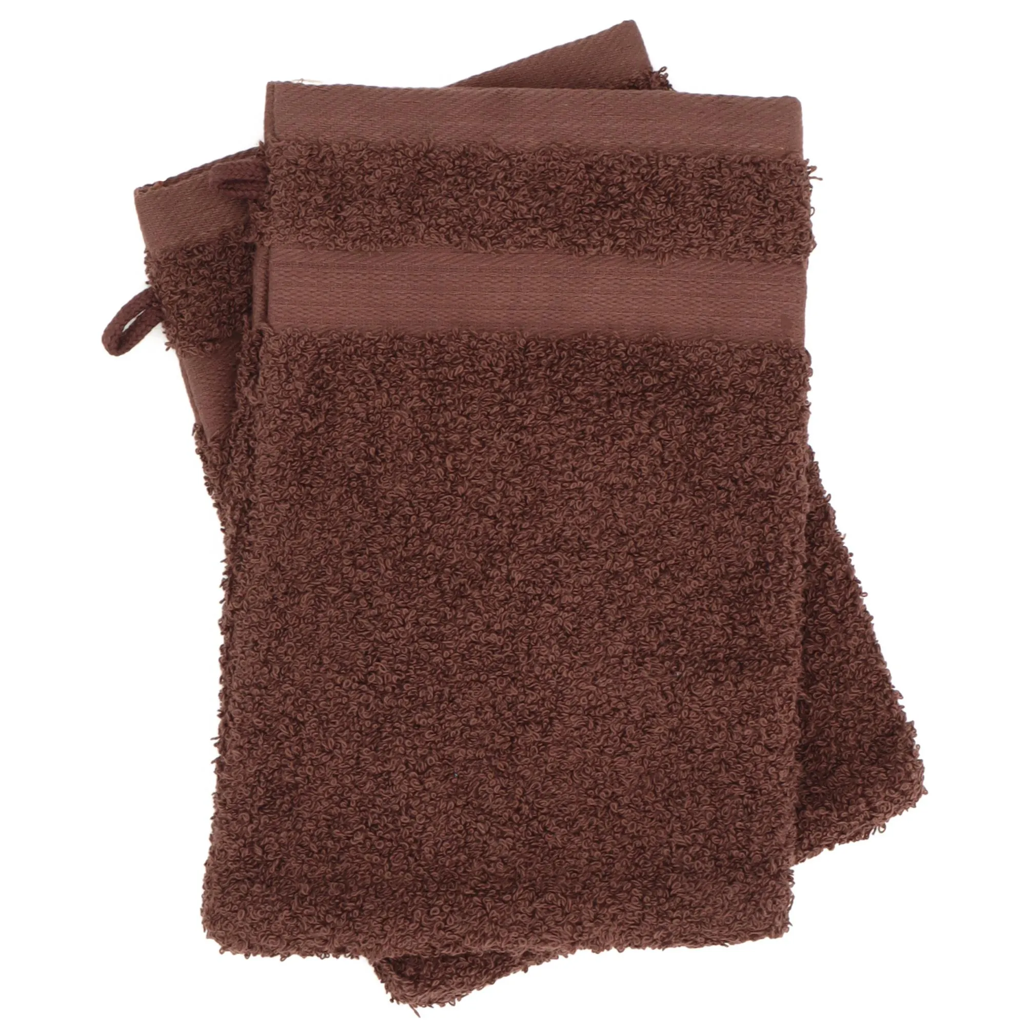 Lot de 2 gants de toilette 16x21 cm LUXOR marron