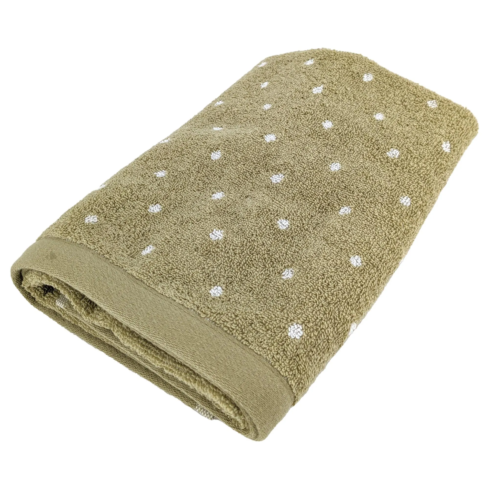 Serviette de toilette en coton 50x100 cm collection EFFICIENCE DOTS vert olive