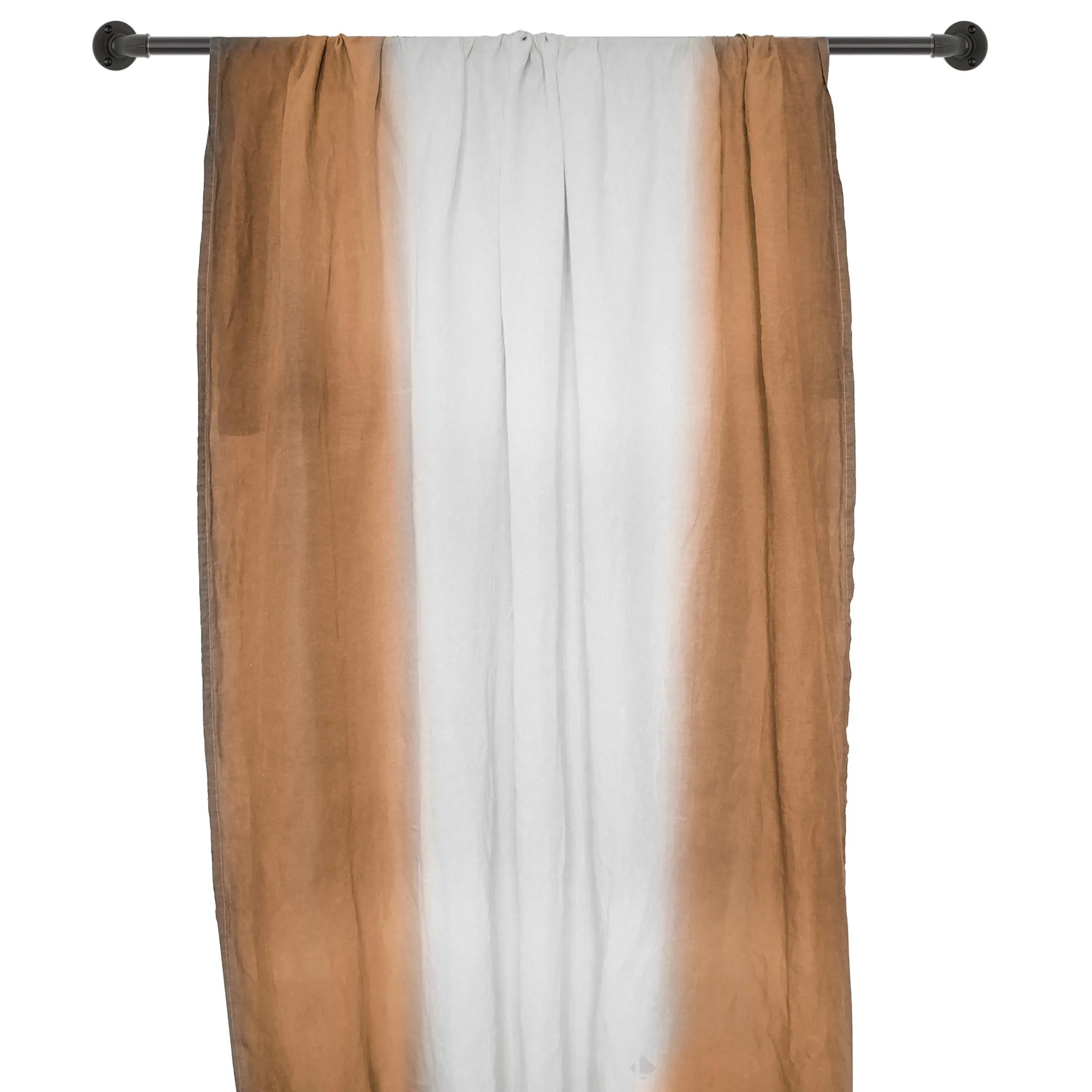 Pan de rideau 160x300 cm DEEPALI 100% lin lavé marron cognac