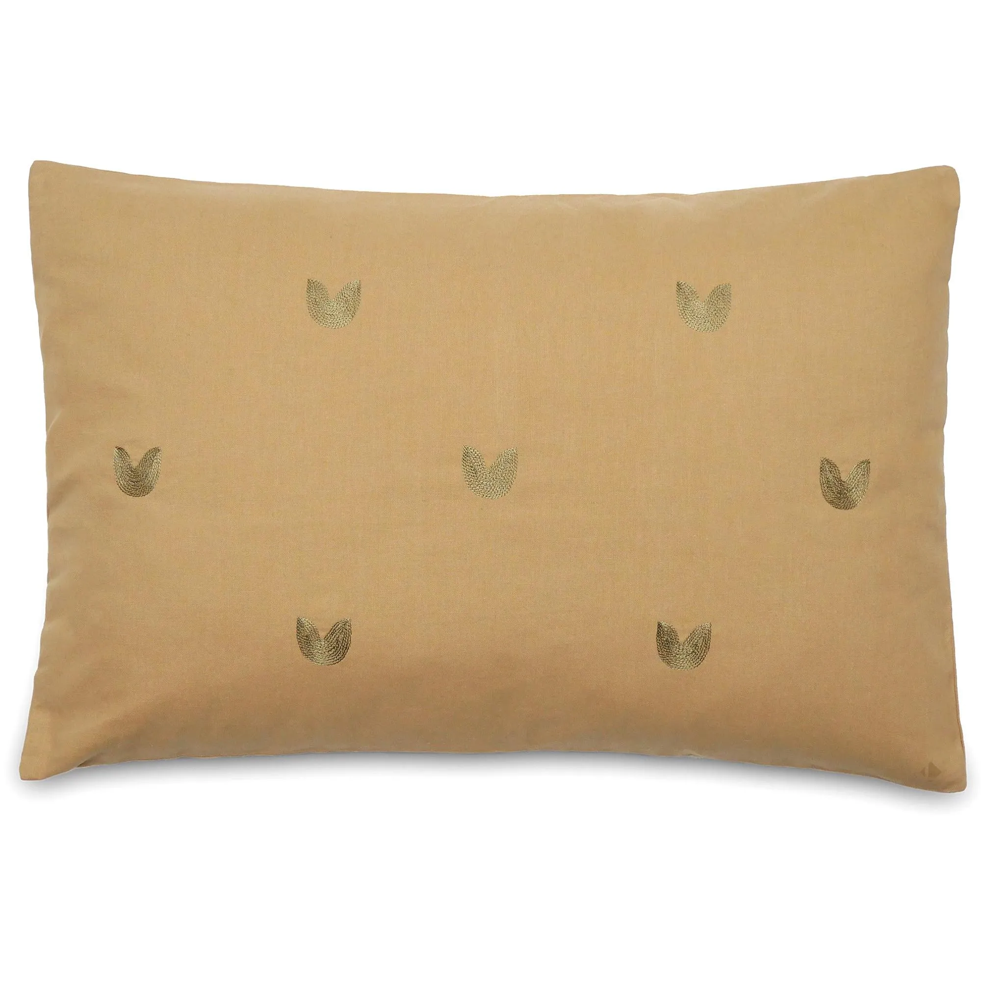Housse de coussin 50% lin 50% coton 40x60 cm LEONIE marron houblon broderie feuilles